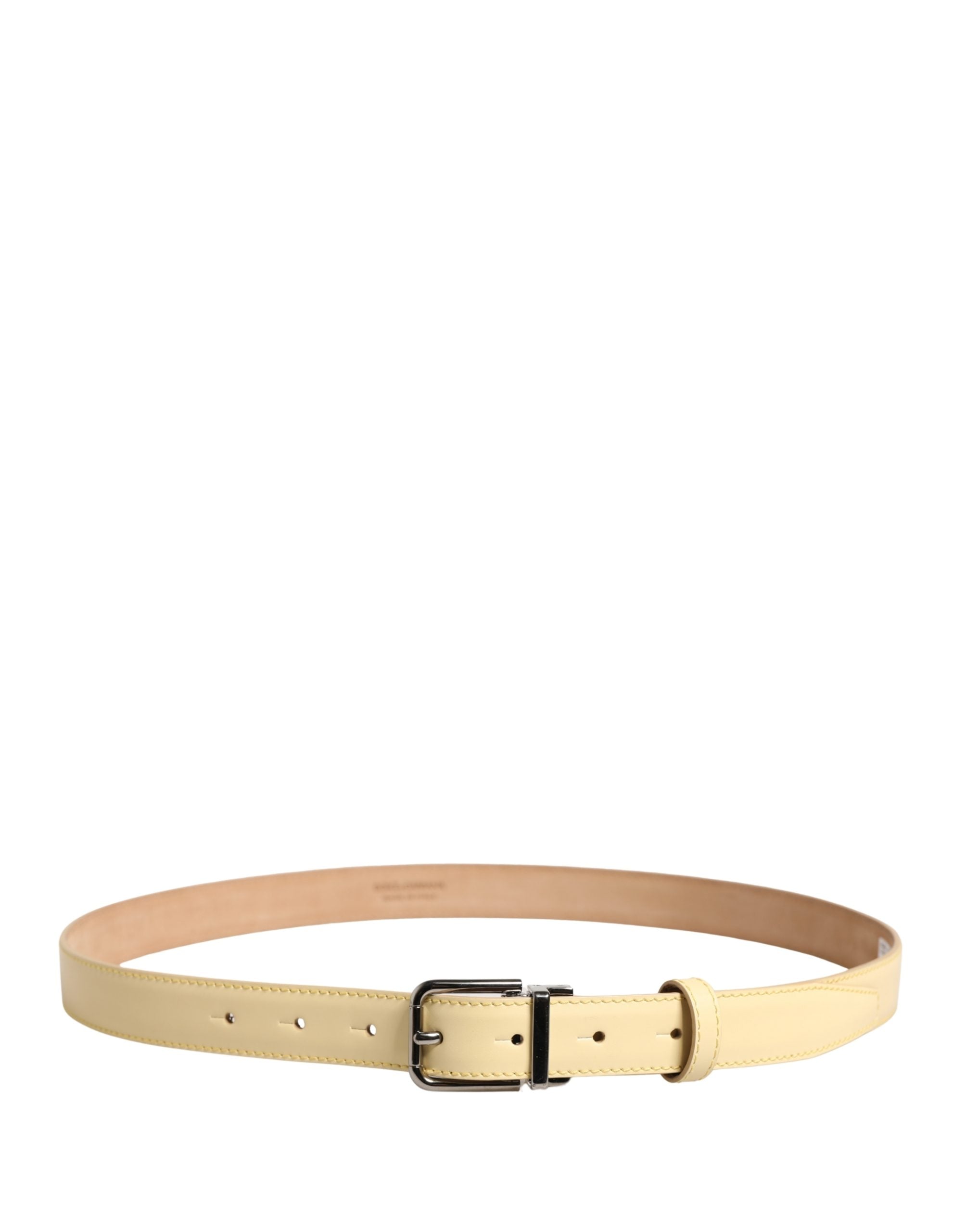 Men Yellow Classic Leather Metal Buckle Belt - ventzia