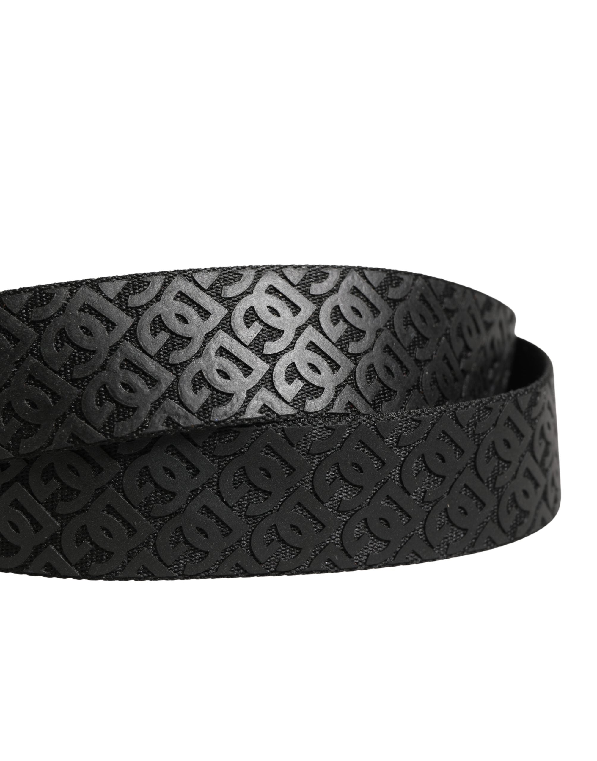 Men Black DG Logo Polyester Metal Buckle Belt - ventzia