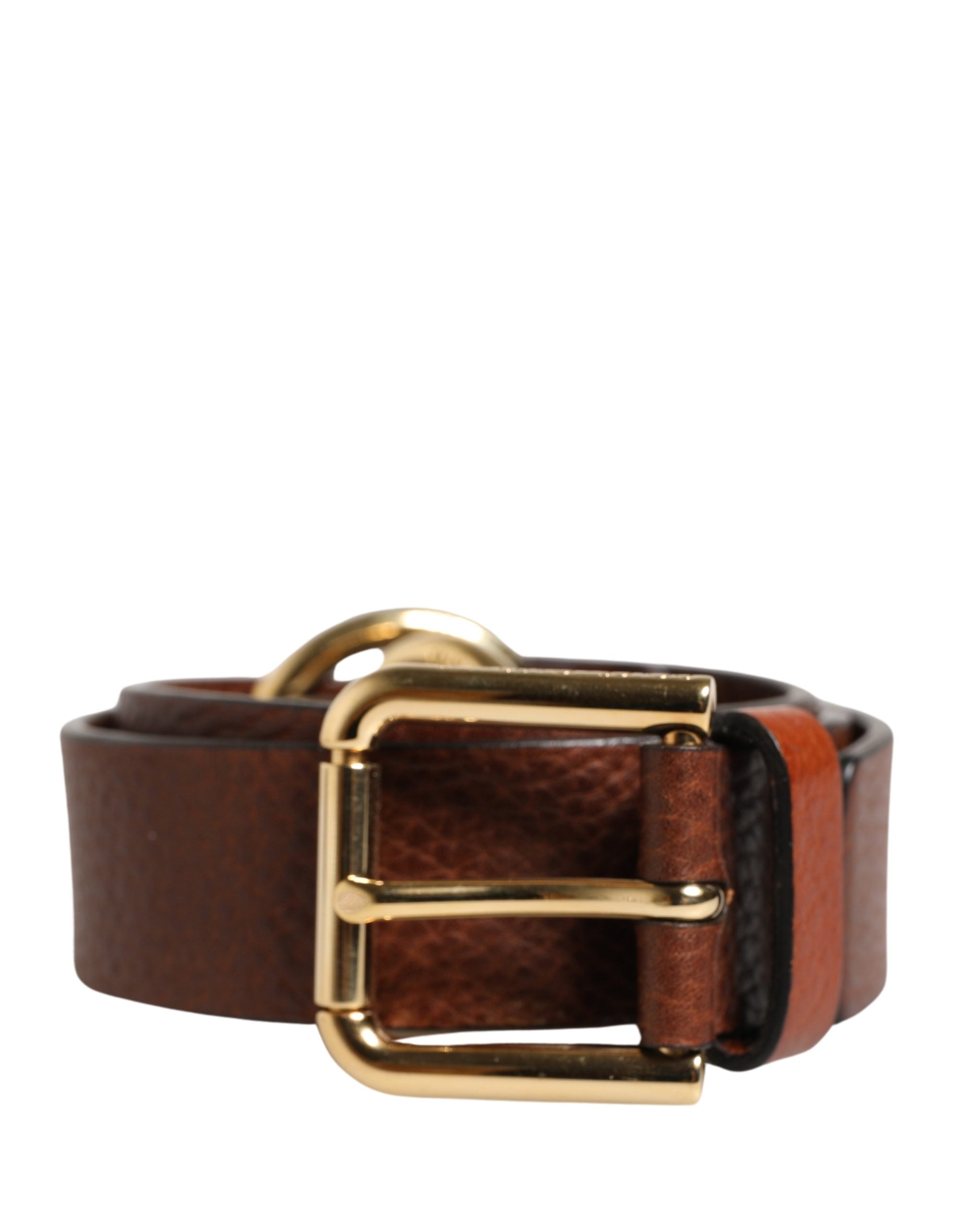 Men Brown Classic Leather Metal Buckle Belt - ventzia