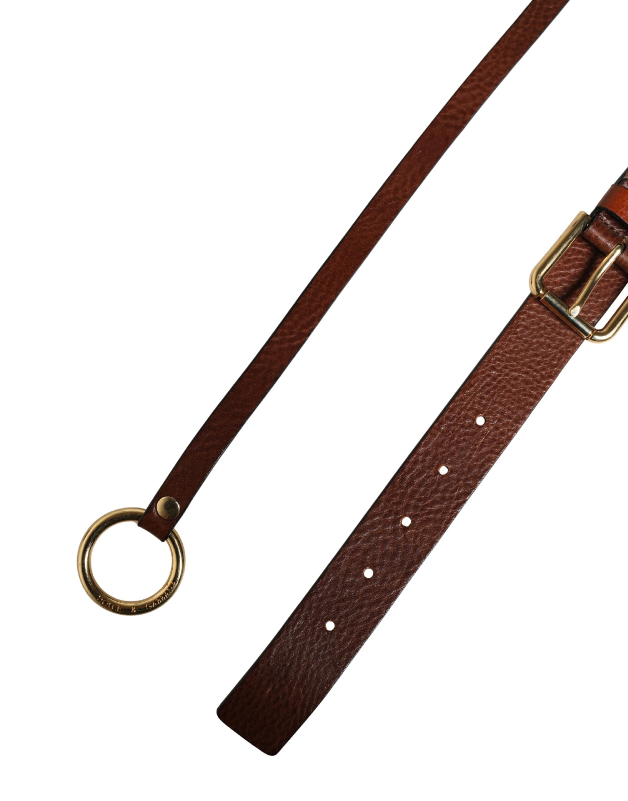 Men Brown Classic Leather Metal Buckle Belt - ventzia