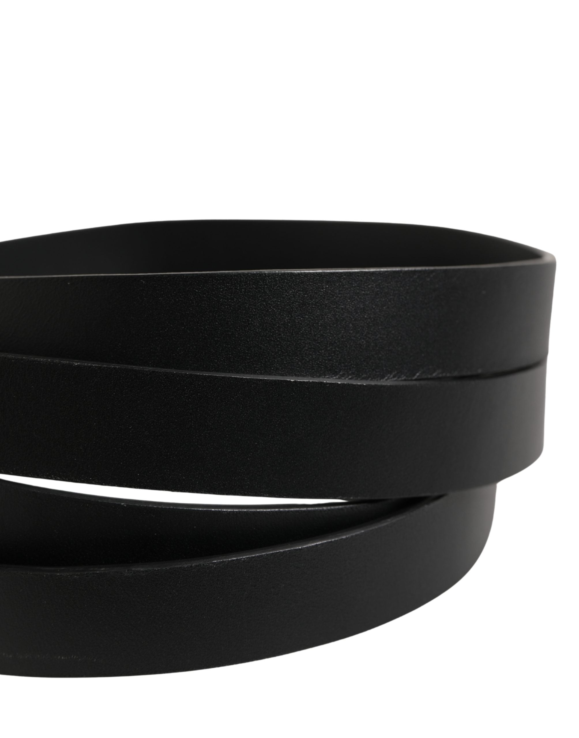 Black Double Strap Leather Silver Buckle Belt - ventzia