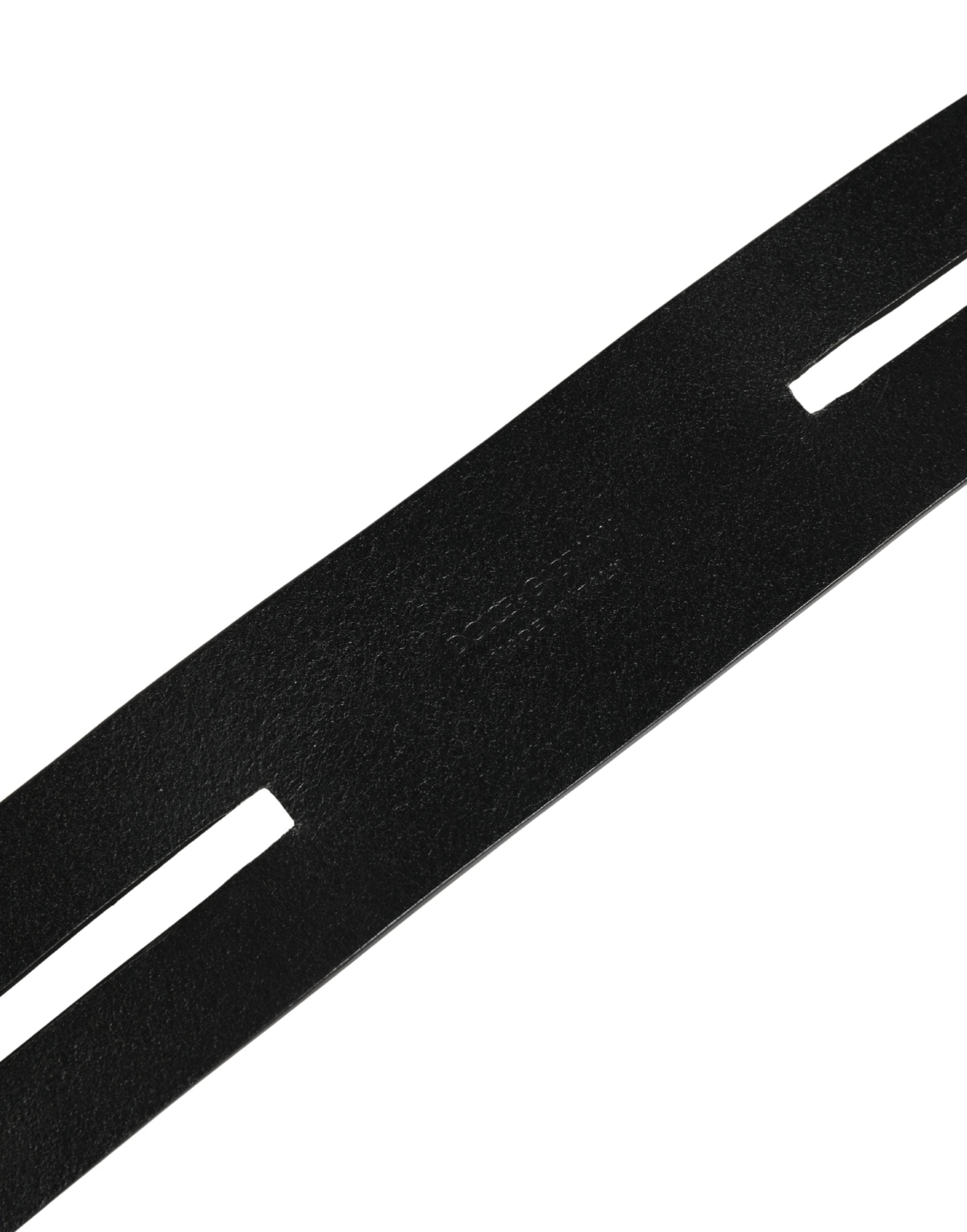 Black Double Strap Leather Silver Buckle Belt - ventzia