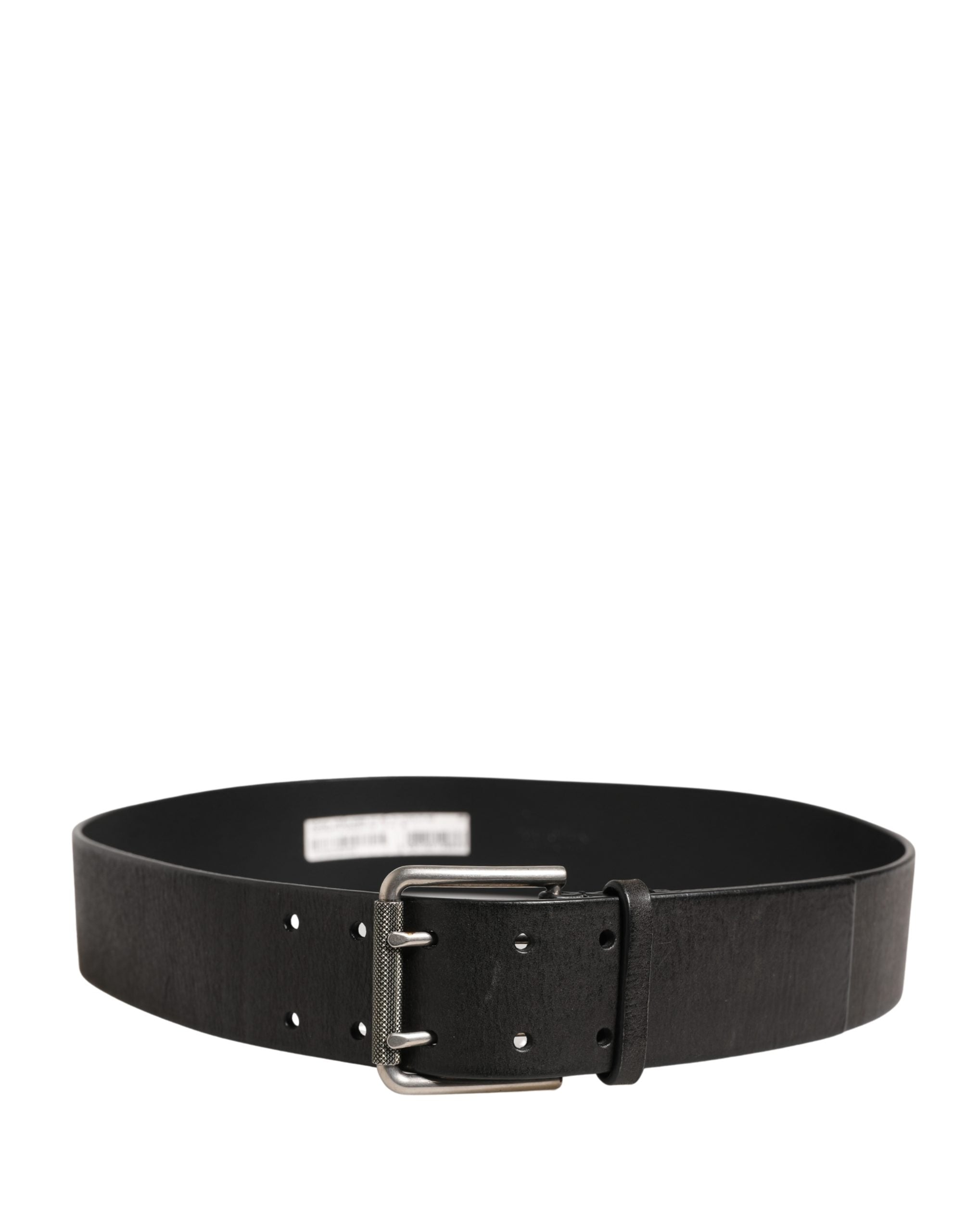 Men Black Classic Leather Metal Buckle Belt - ventzia