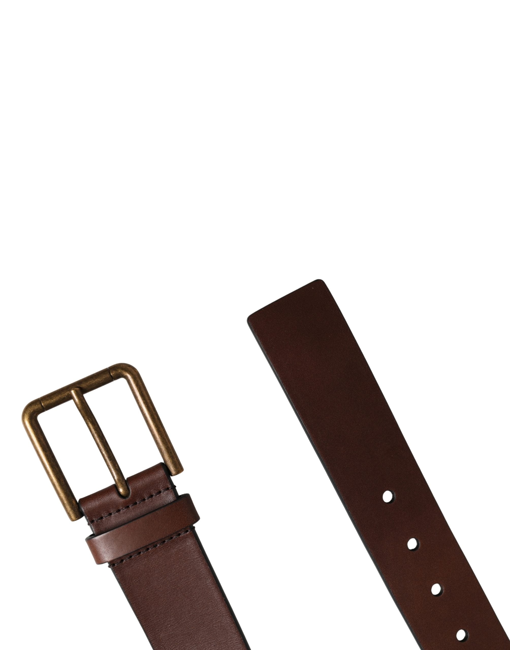 Men Brown Classic Leather Metal Buckle Belt - ventzia