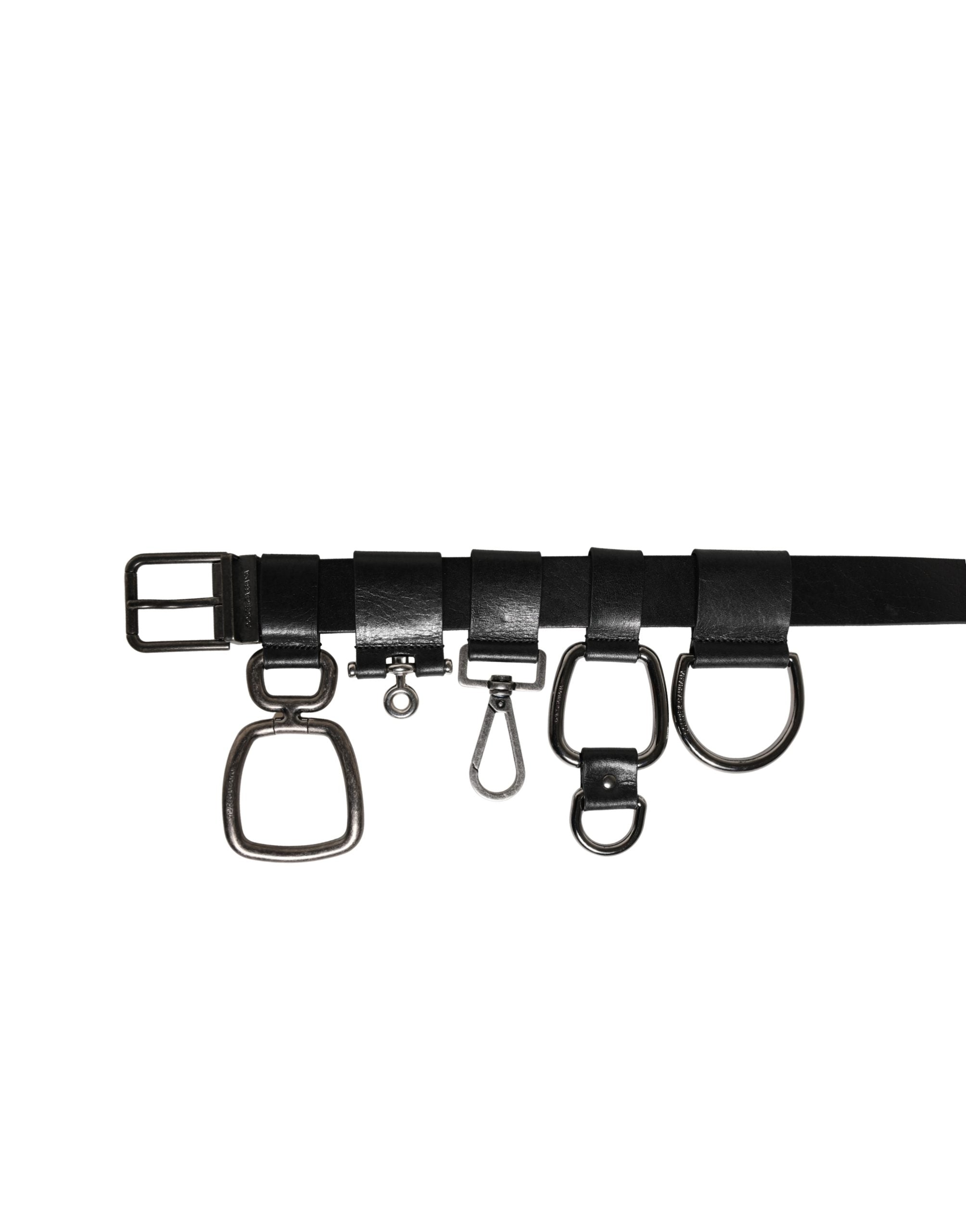 Black Calf Leather Silver Metal Buckle Belt - ventzia