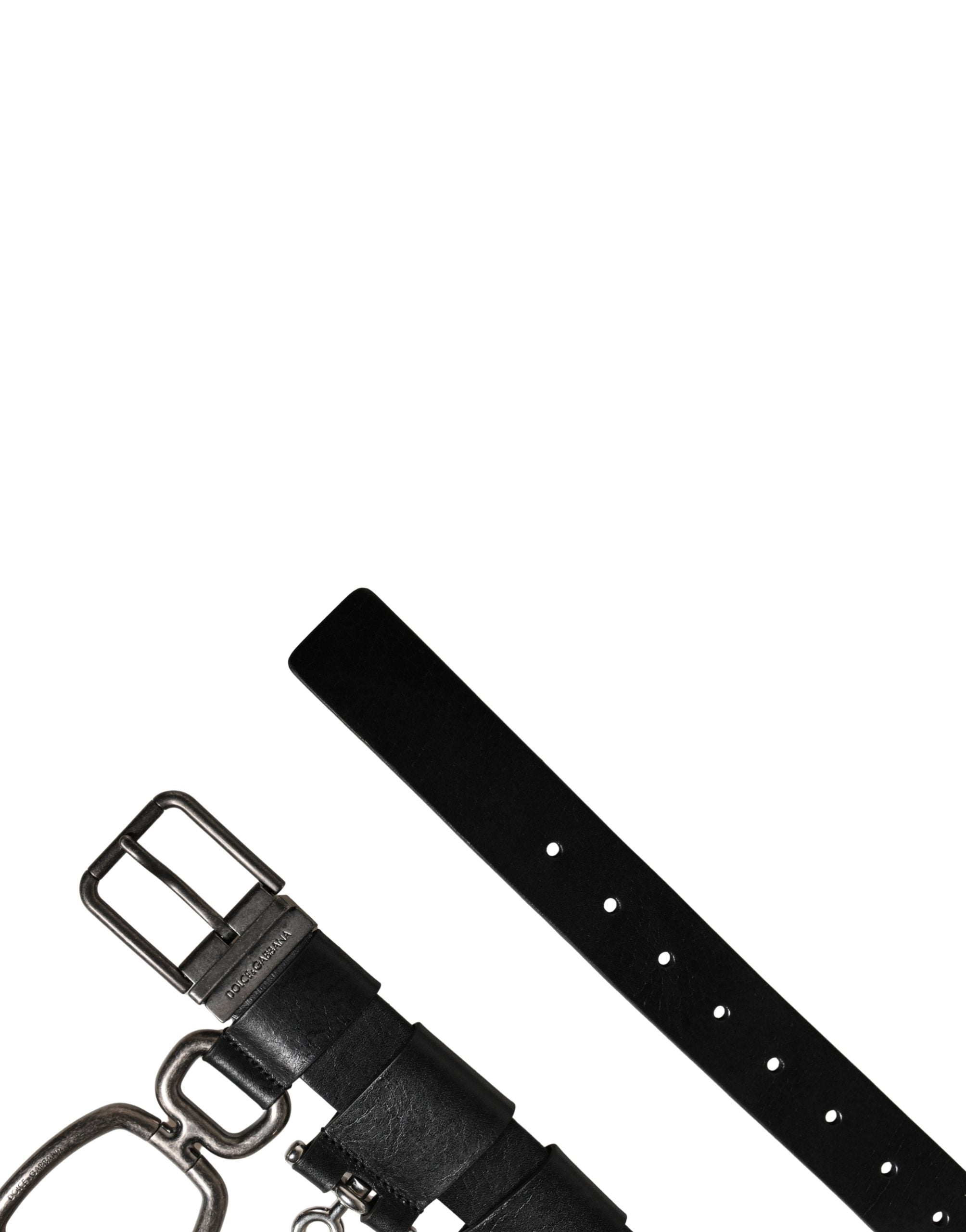 Black Calf Leather Silver Metal Buckle Belt - ventzia