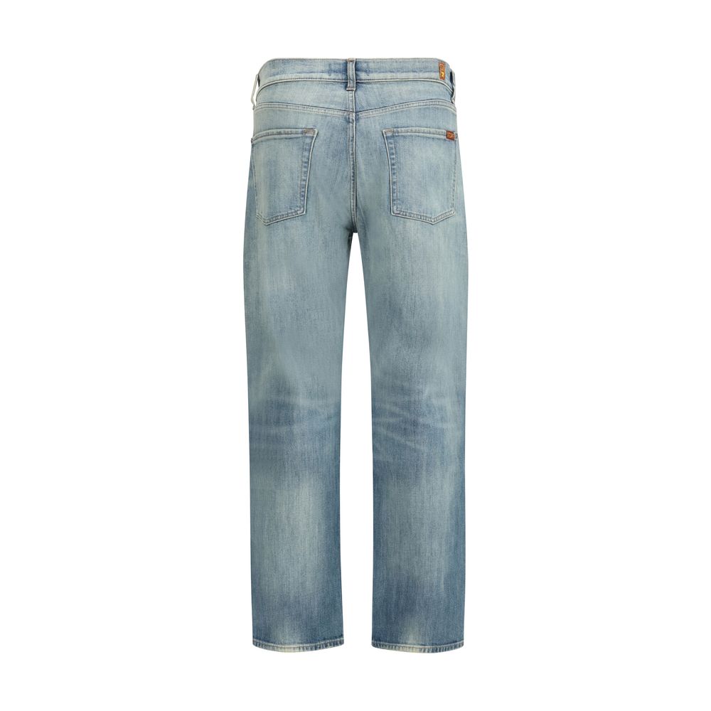 Blue Cotton Relaxed Fit Jeans - ventzia