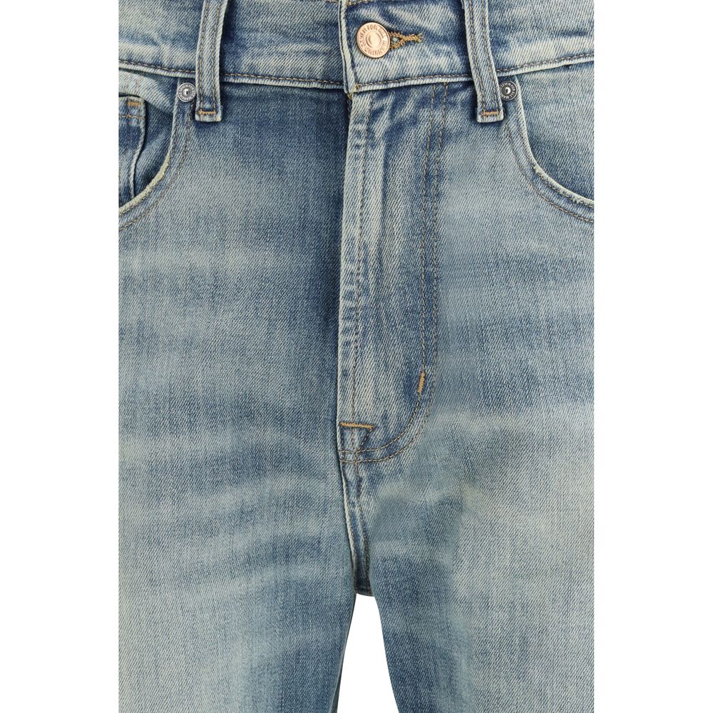Blue Cotton Relaxed Fit Jeans - ventzia