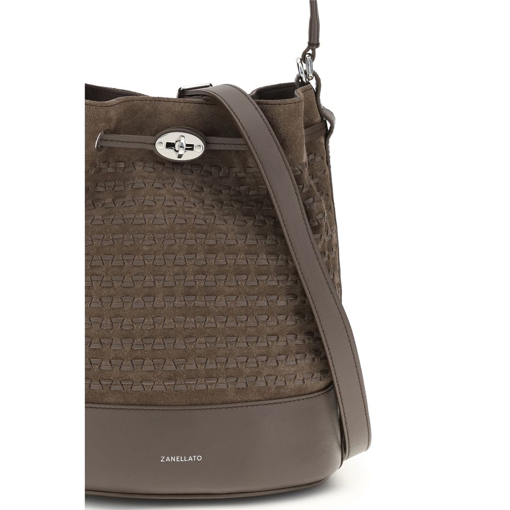 Brown Calf Leather Bos Taurus Backet Bag - ventzia