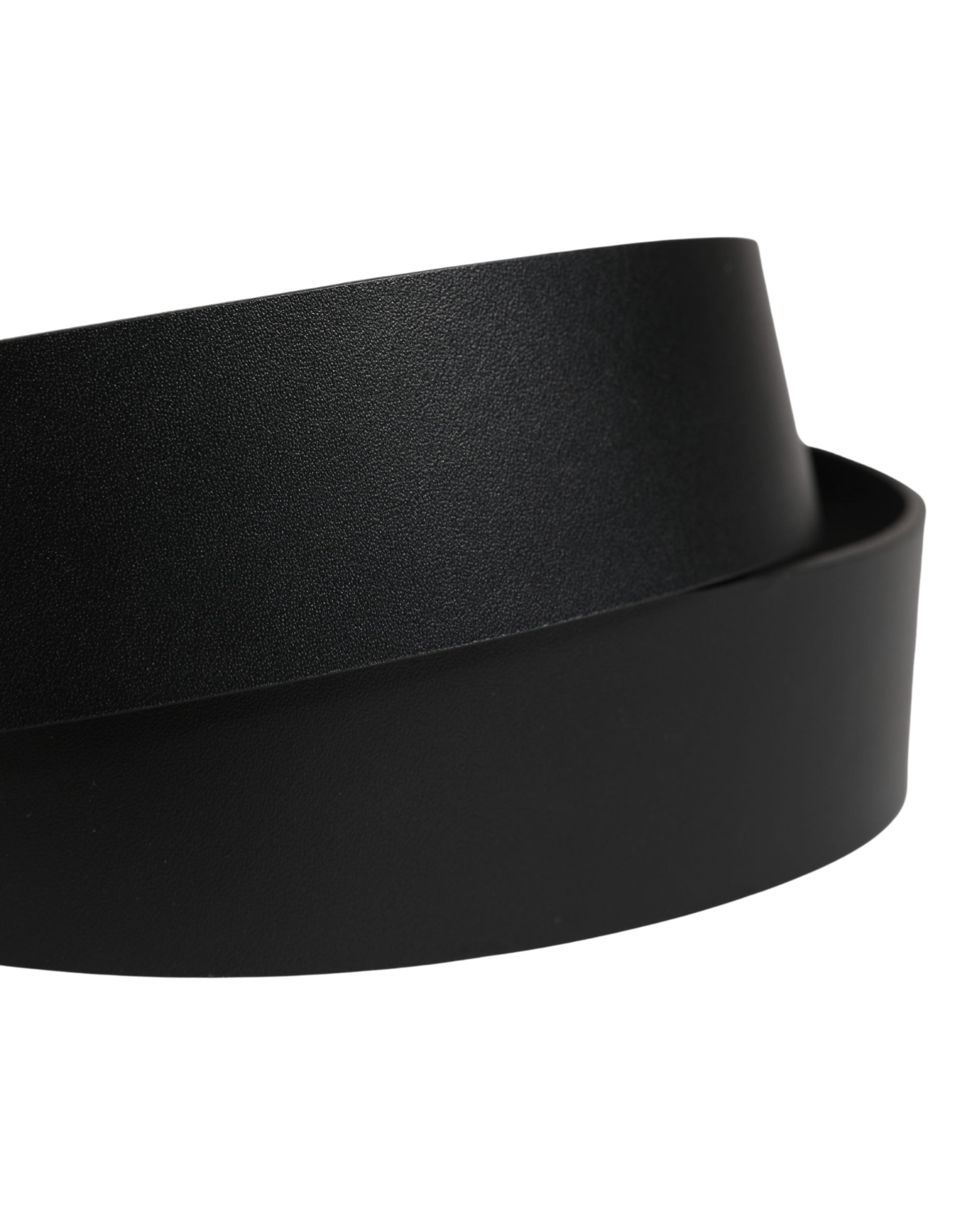 Black Calf Leather Ornate Metal Buckle Belt - ventzia