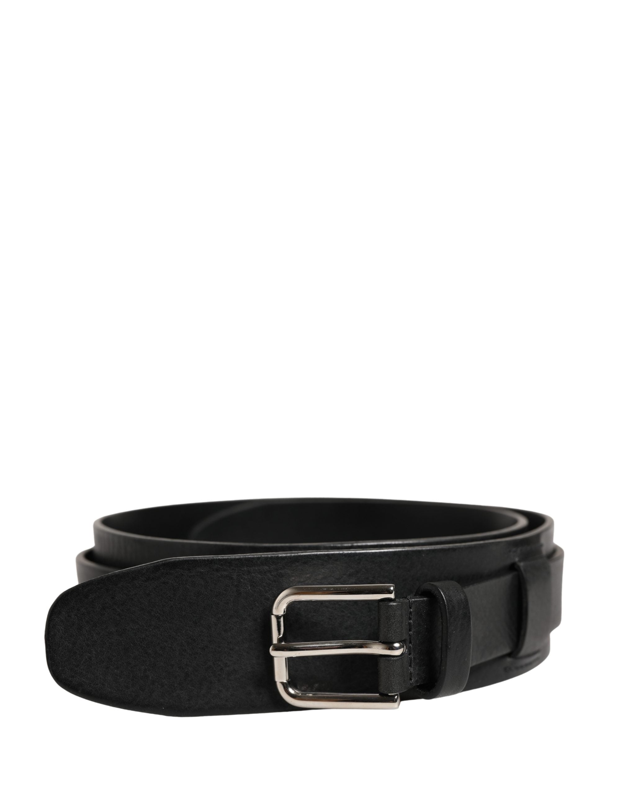 Men Black Classic Leather Metal Buckle Belt - ventzia