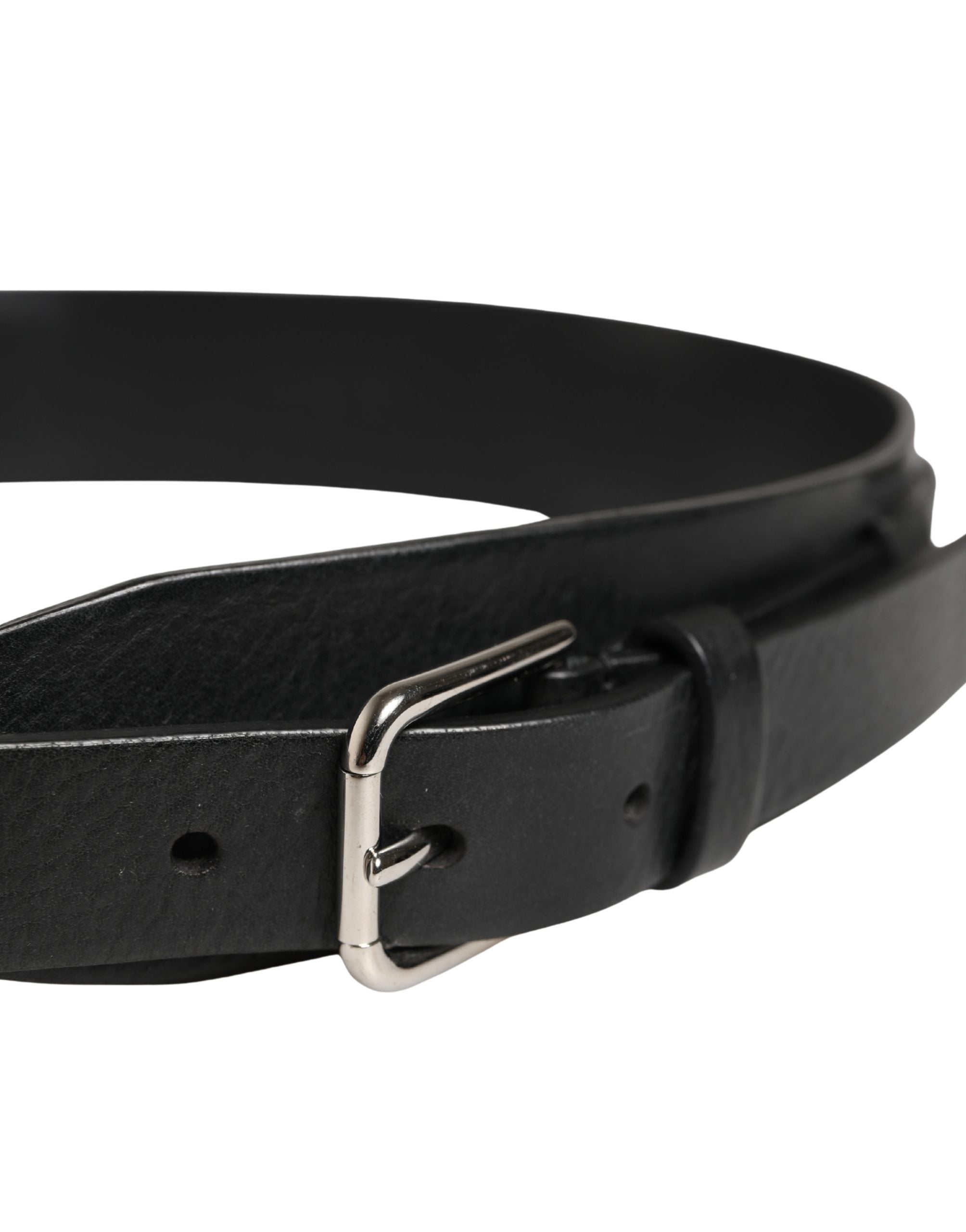 Men Black Classic Leather Metal Buckle Belt - ventzia