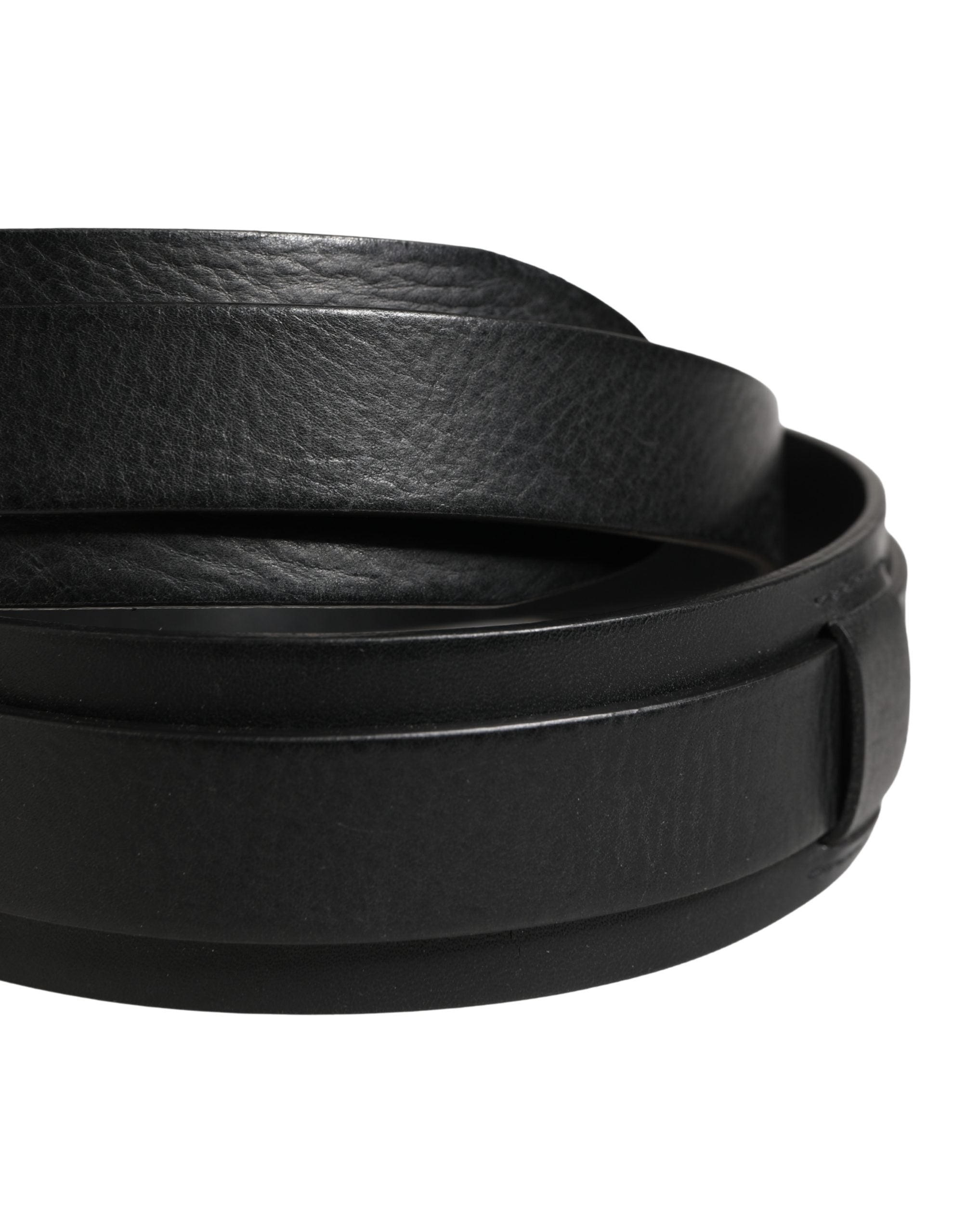 Men Black Classic Leather Metal Buckle Belt - ventzia