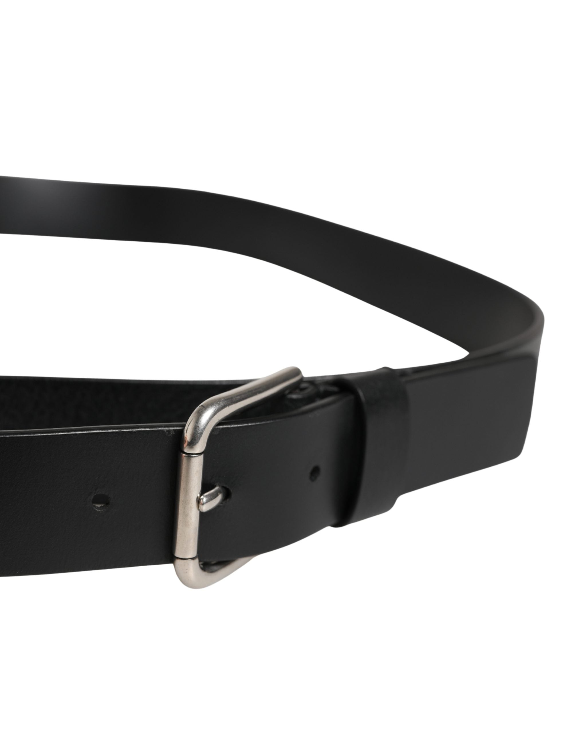 Black Double Strap Leather Silver Buckle Belt - ventzia