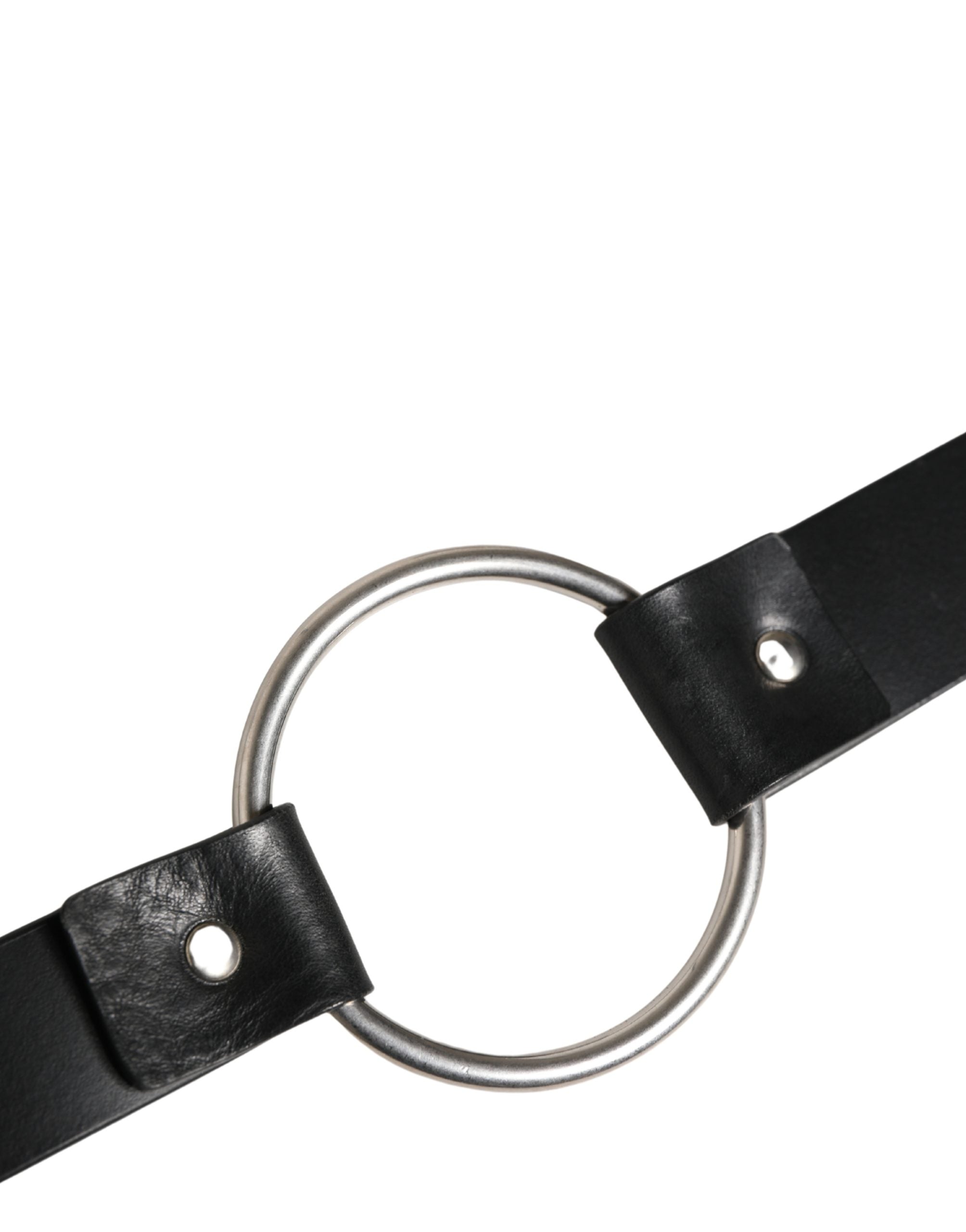 Black Double Strap Leather Silver Buckle Belt - ventzia