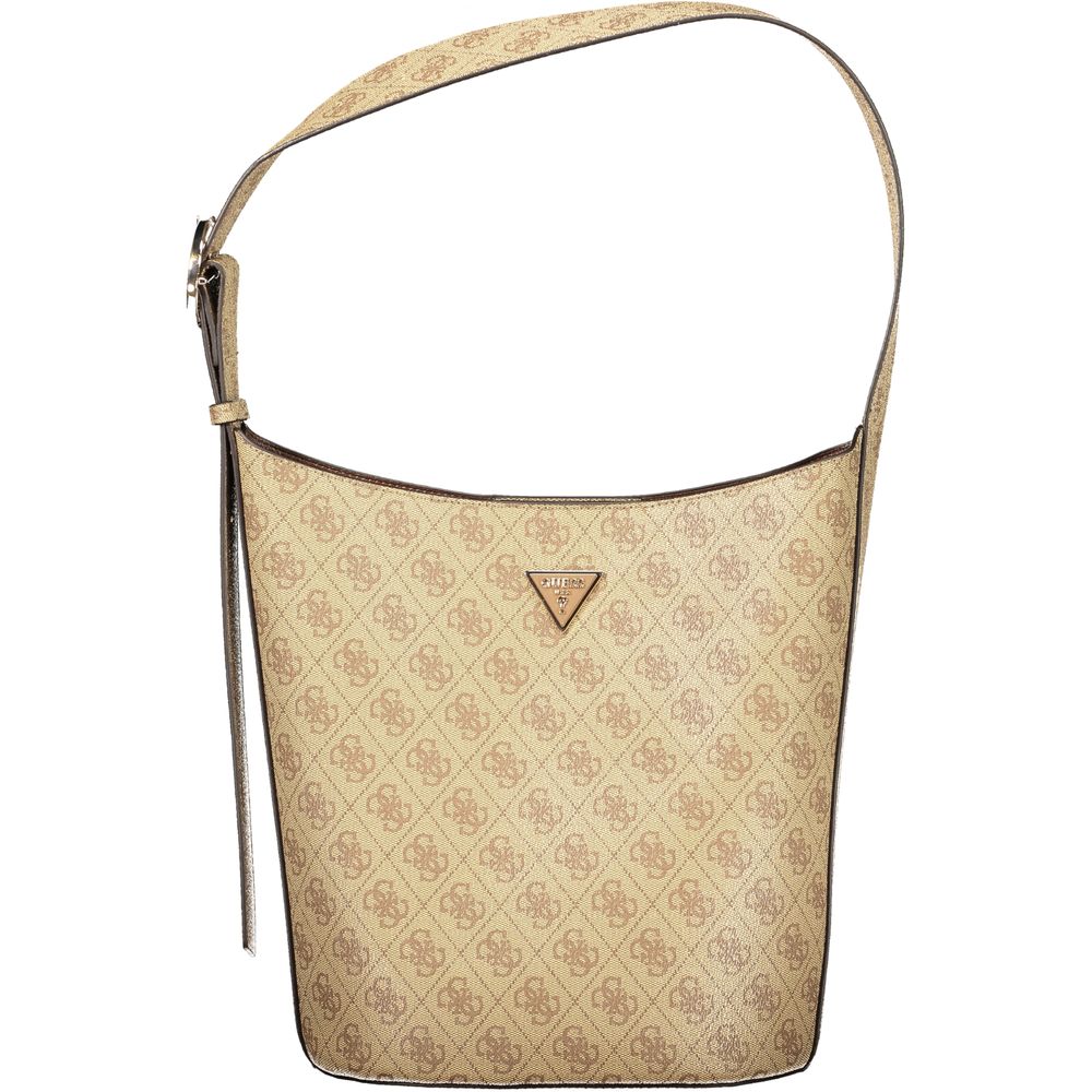 Beige Polyurethane Women Handbag - ventzia