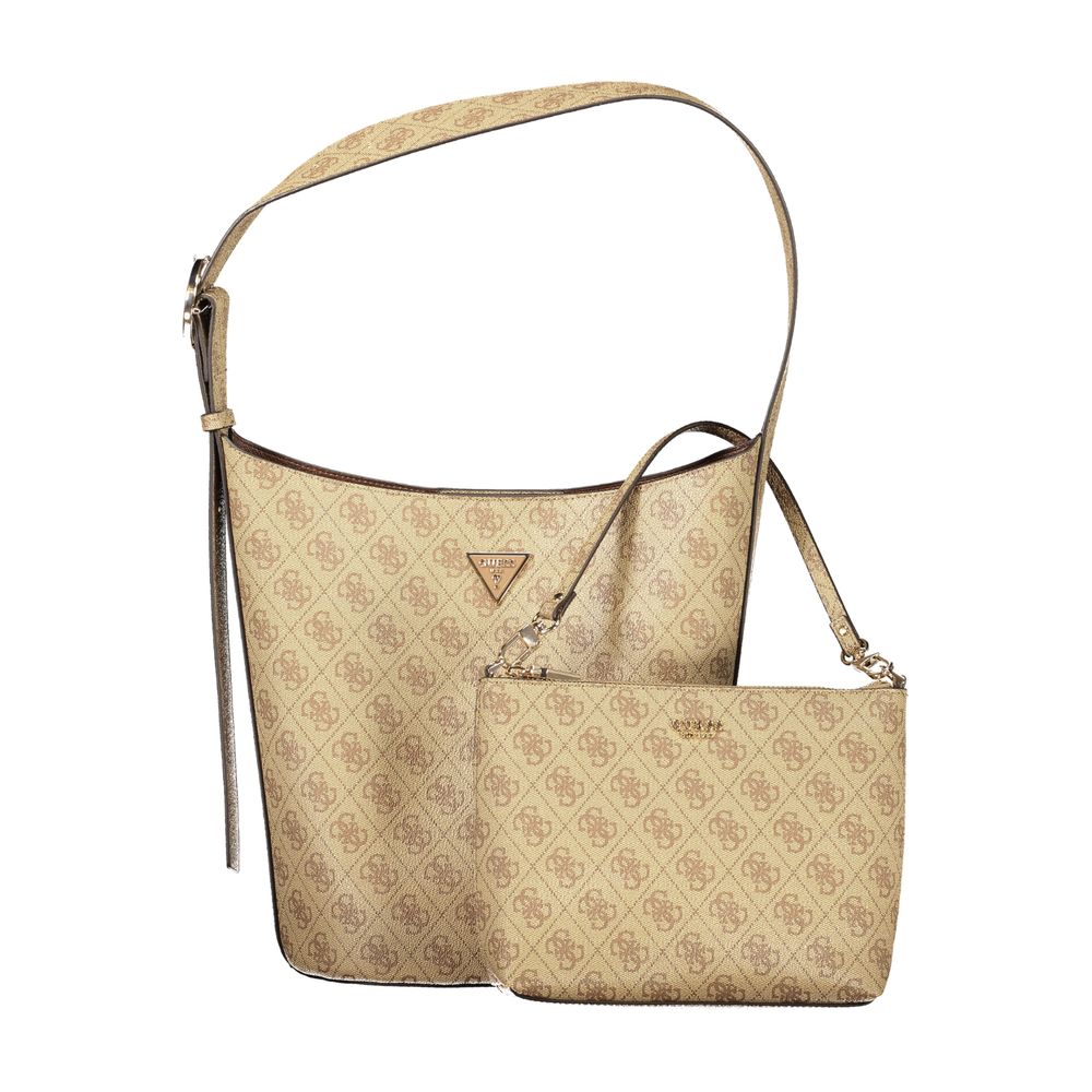 Beige Polyurethane Women Handbag - ventzia