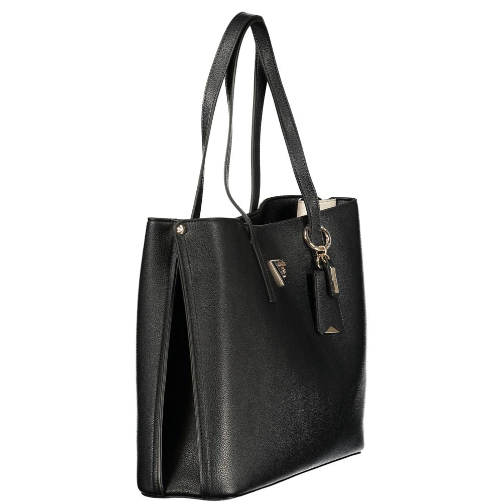 Black Polyurethane Women's Handbag - ventzia