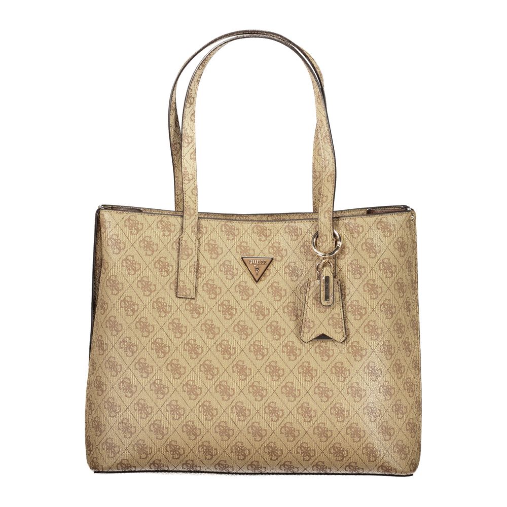 Beige Polyurethane Women Handbag - ventzia