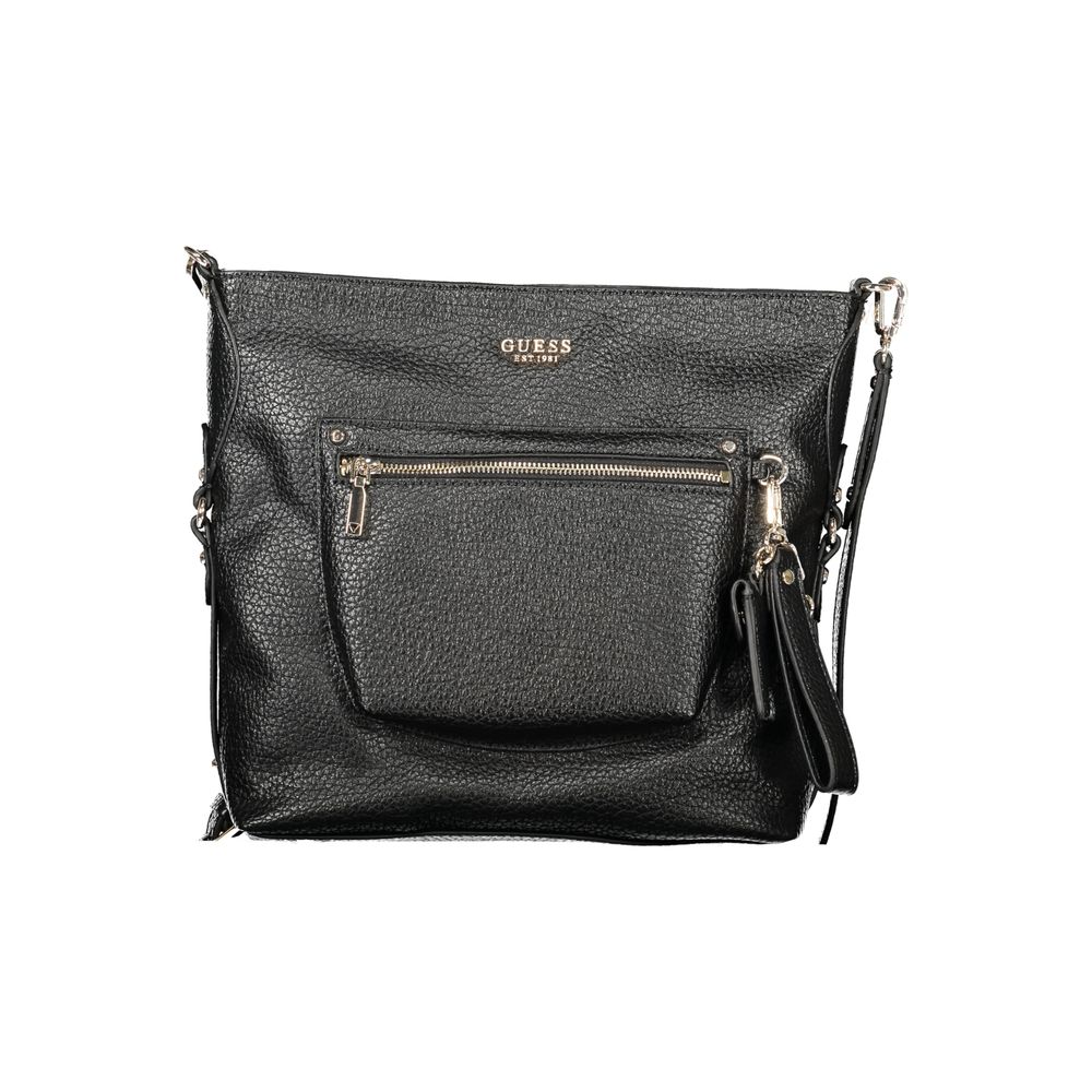 Black Polyurethane Women's Handbag - ventzia