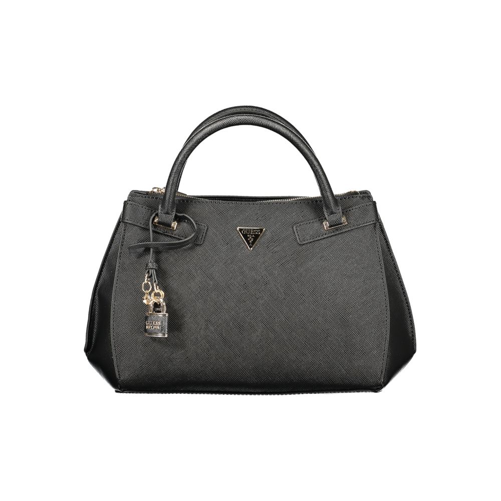 Black Polyurethane Women Handbag - ventzia