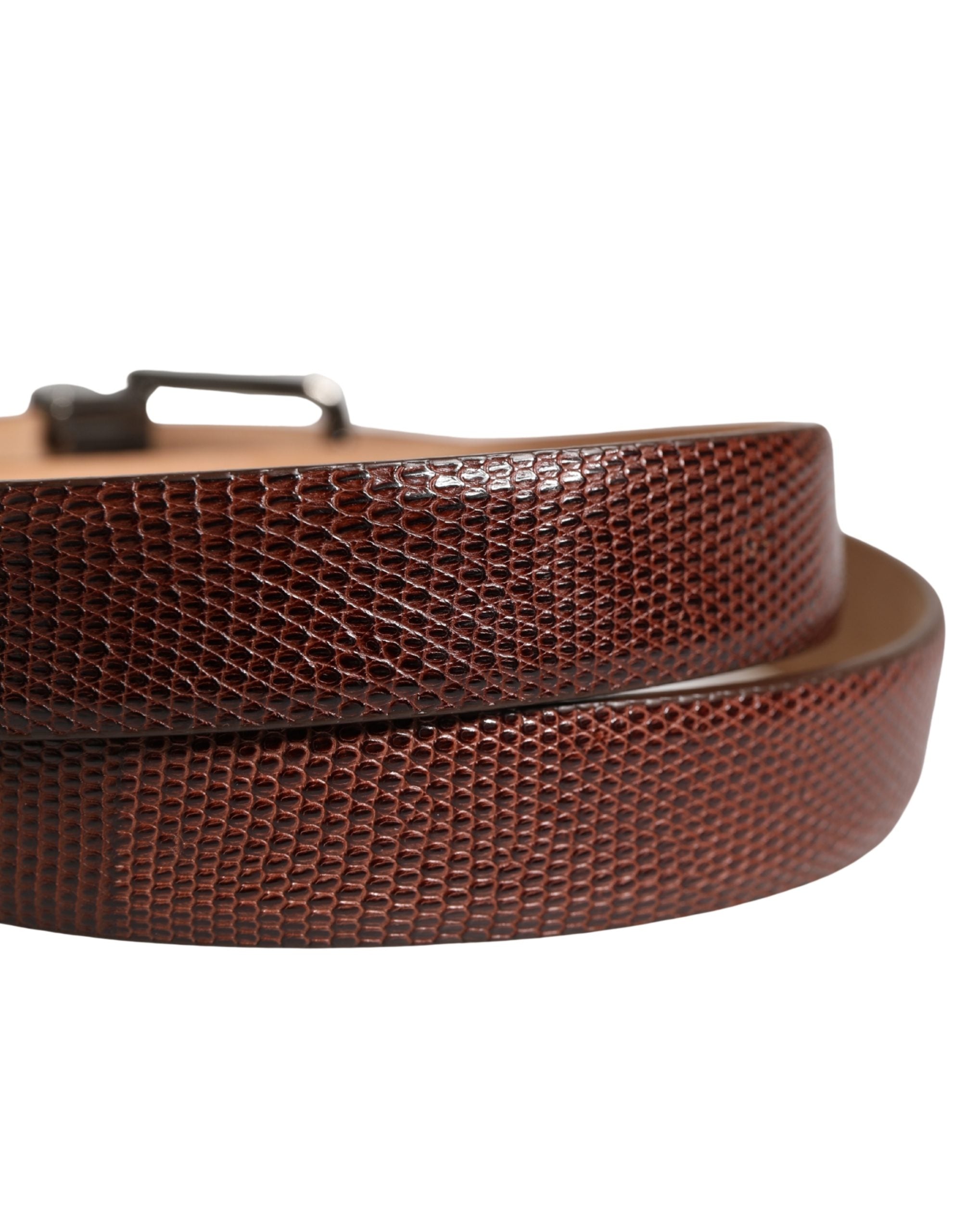 Men Brown Goatskin Leather Metal Buckle Belt - ventzia