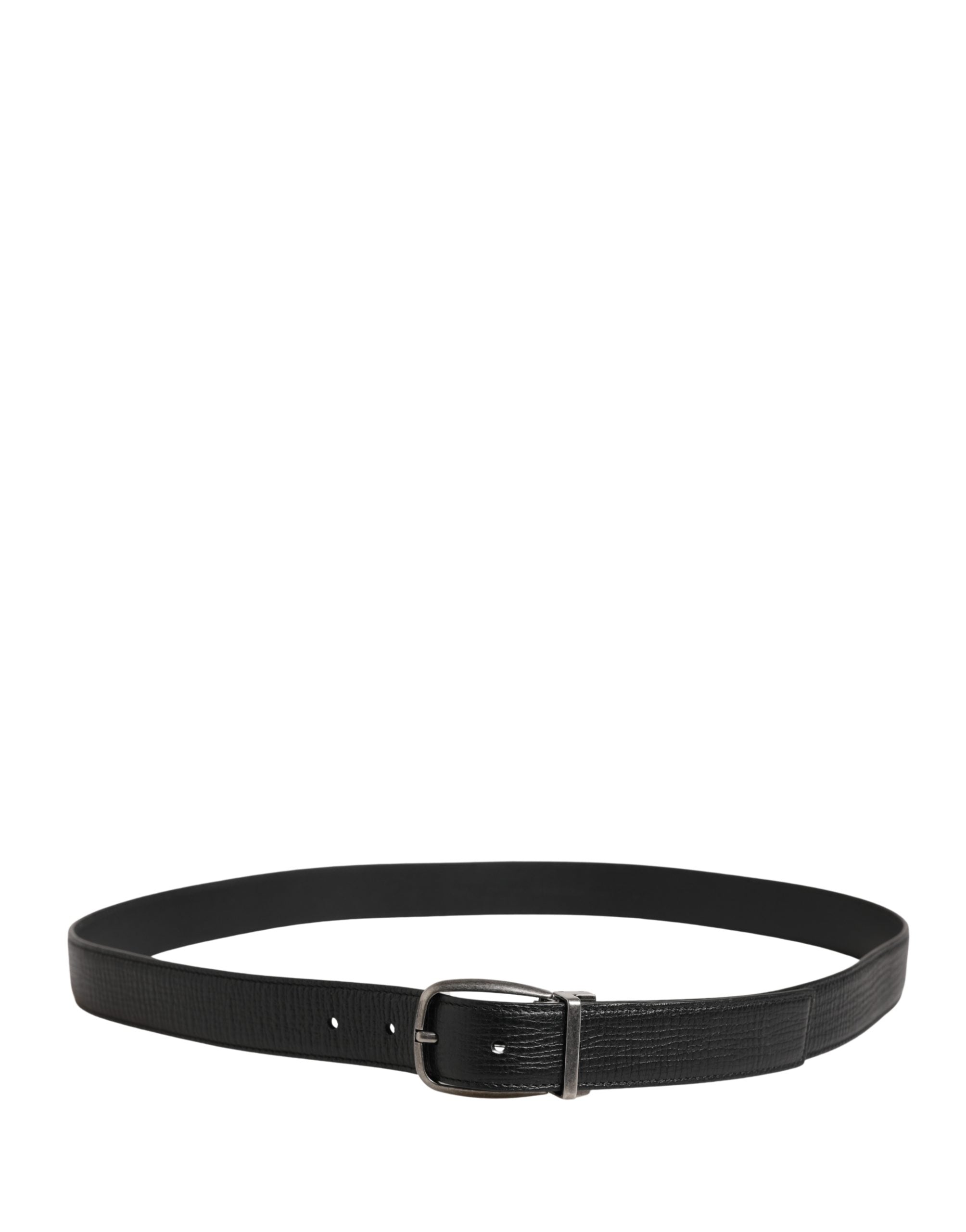 Men Black Classic Leather Metal Buckle Belt - ventzia