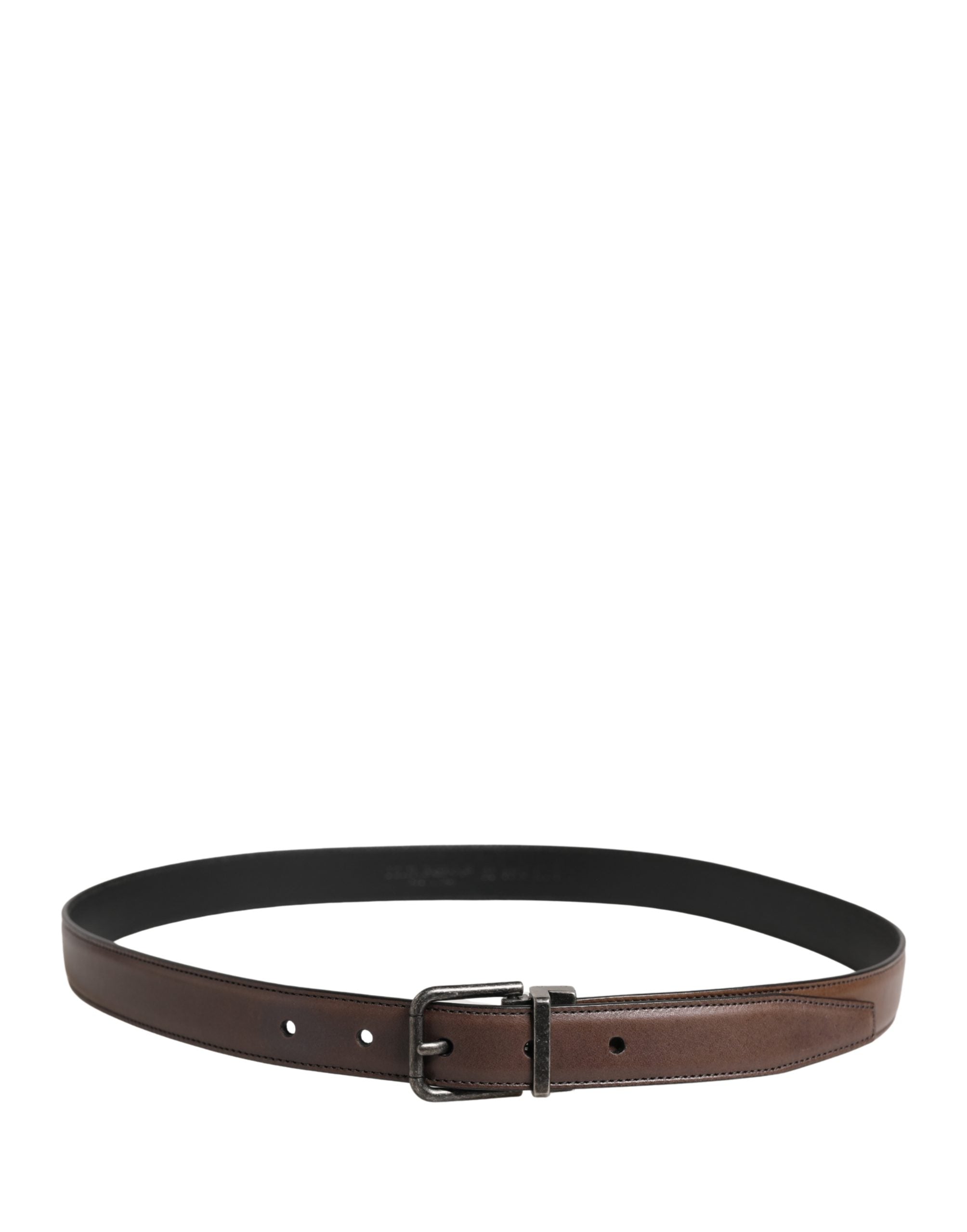 Men Brown Classic Leather Metal Buckle Belt - ventzia