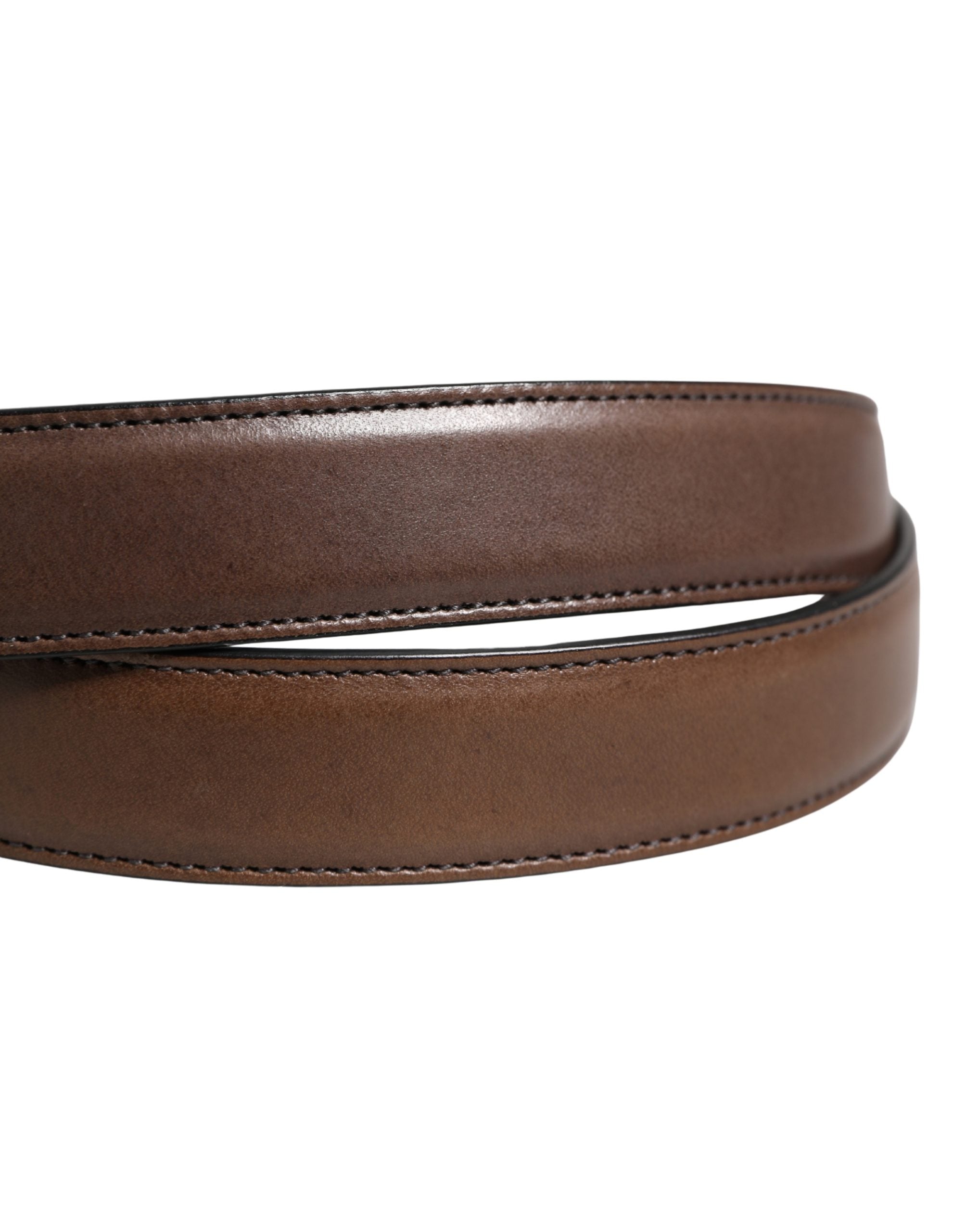 Men Brown Classic Leather Metal Buckle Belt - ventzia