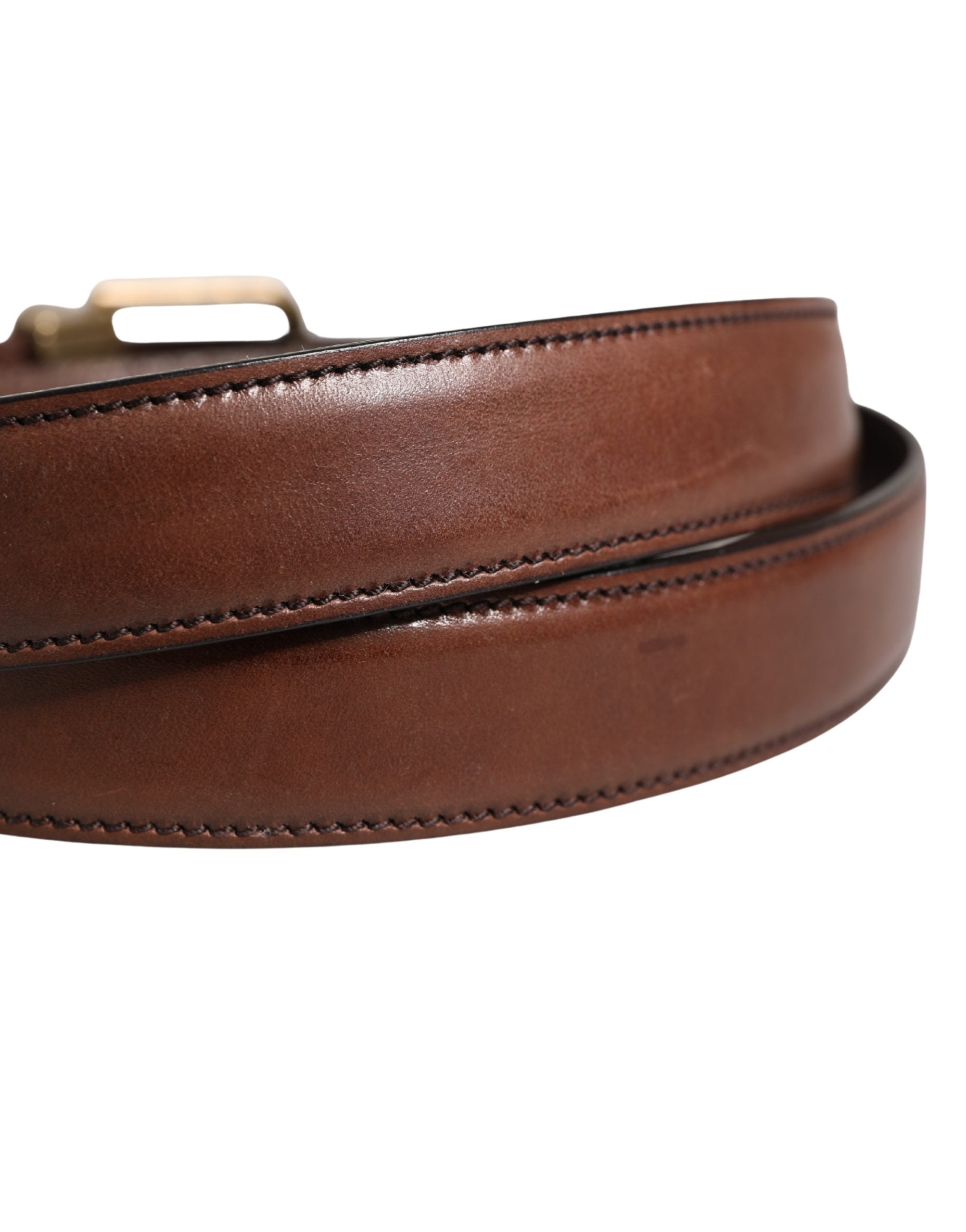 Men Brown Classic Leather Metal Buckle Belt - ventzia