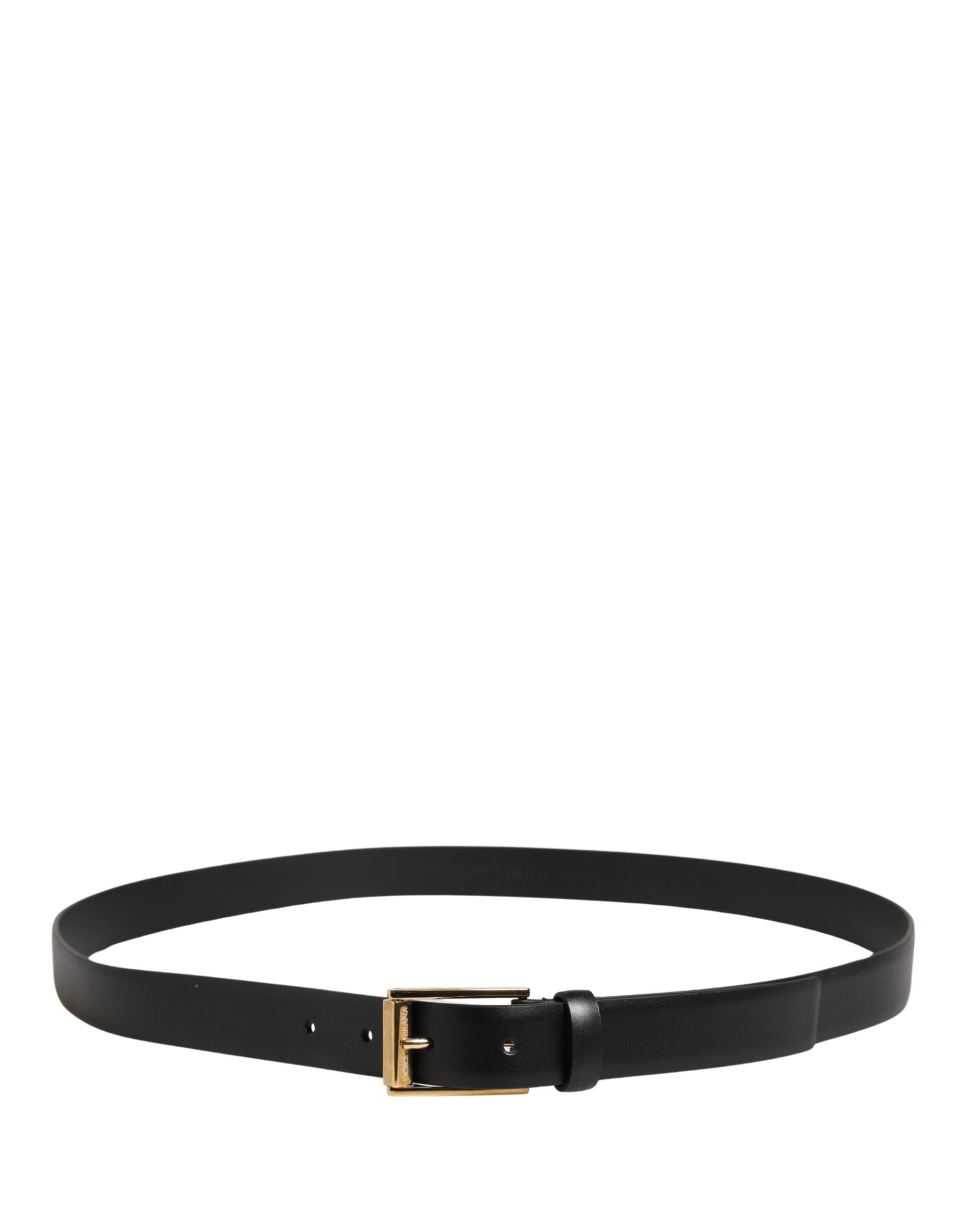Men Black Classic Leather Metal Buckle Belt - ventzia