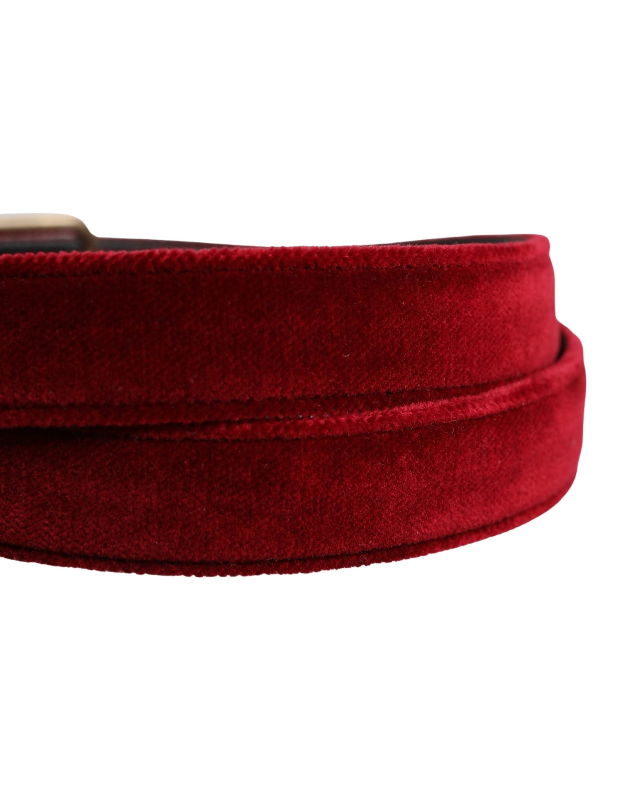 Men Burgundy Velvet Cotton Metal Buckle Belt - ventzia