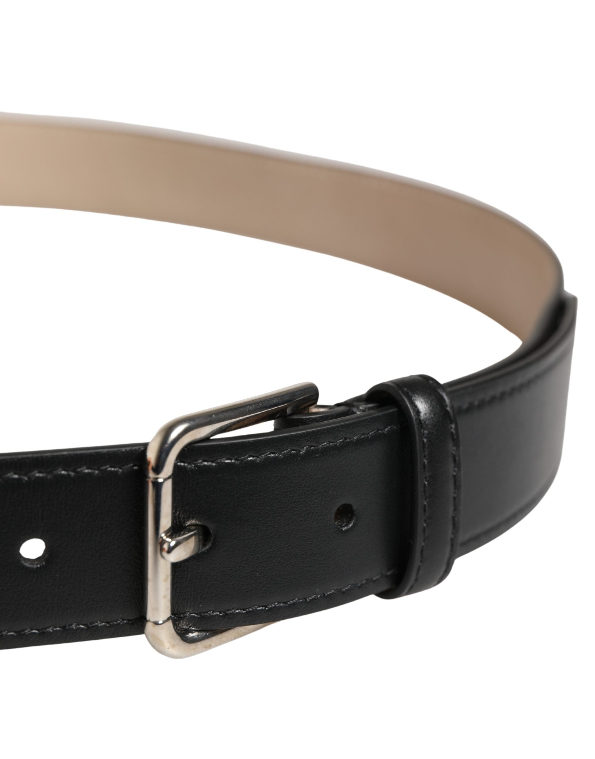 Men Beige Woven Leather Metal Buckle Belt - ventzia