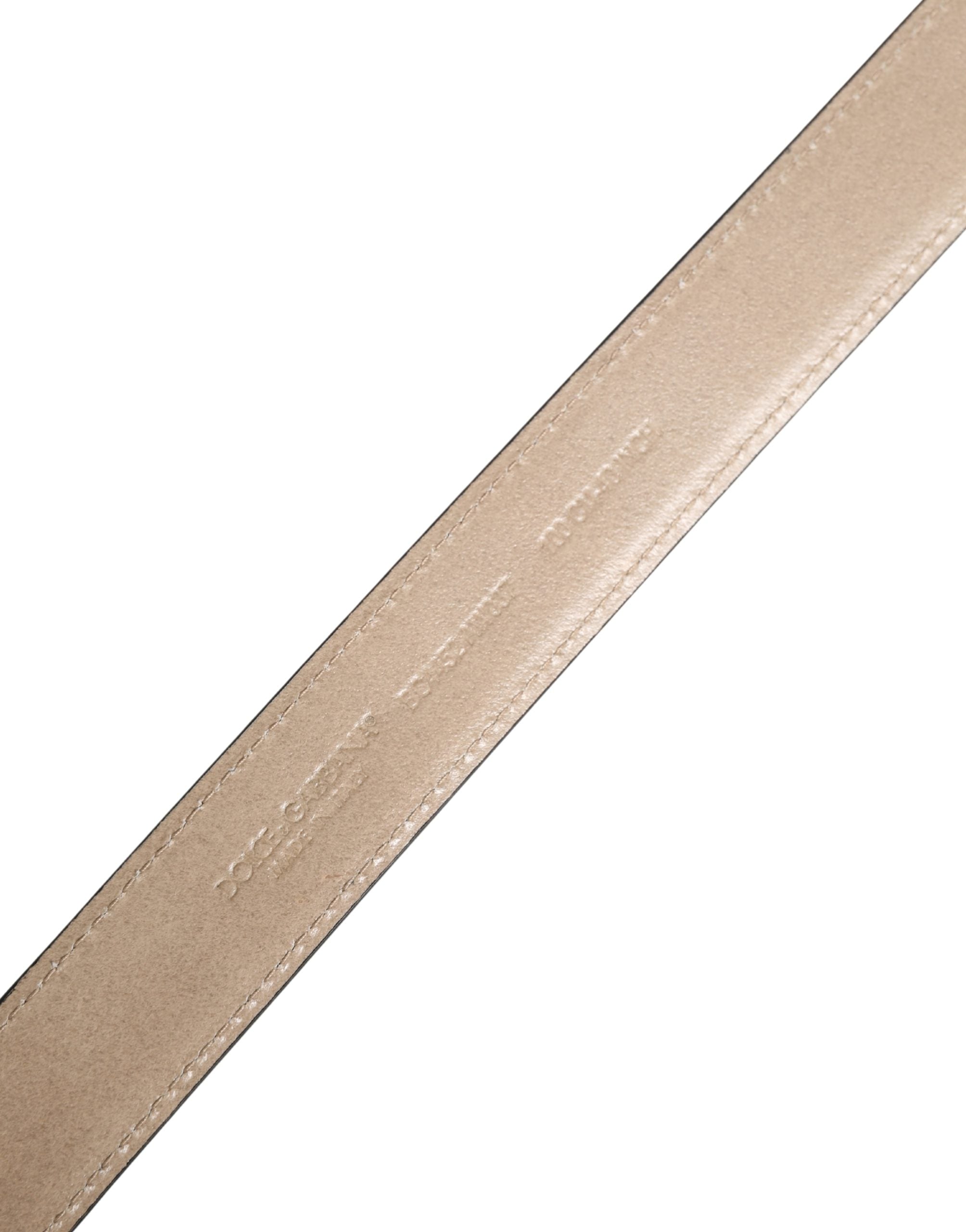Men Beige Woven Leather Metal Buckle Belt - ventzia