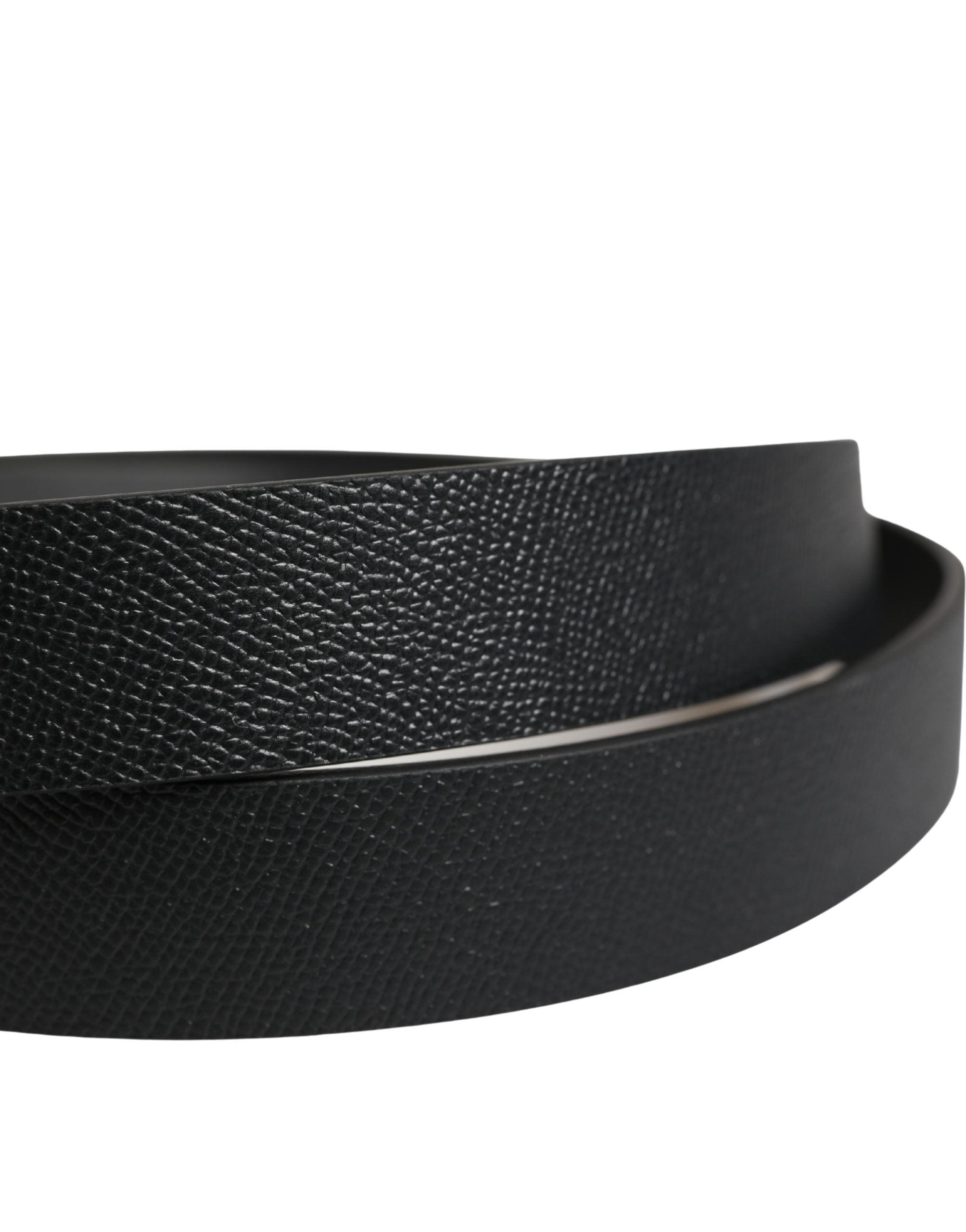 Men Black Calfskin Leather Square Buckle Belt - ventzia
