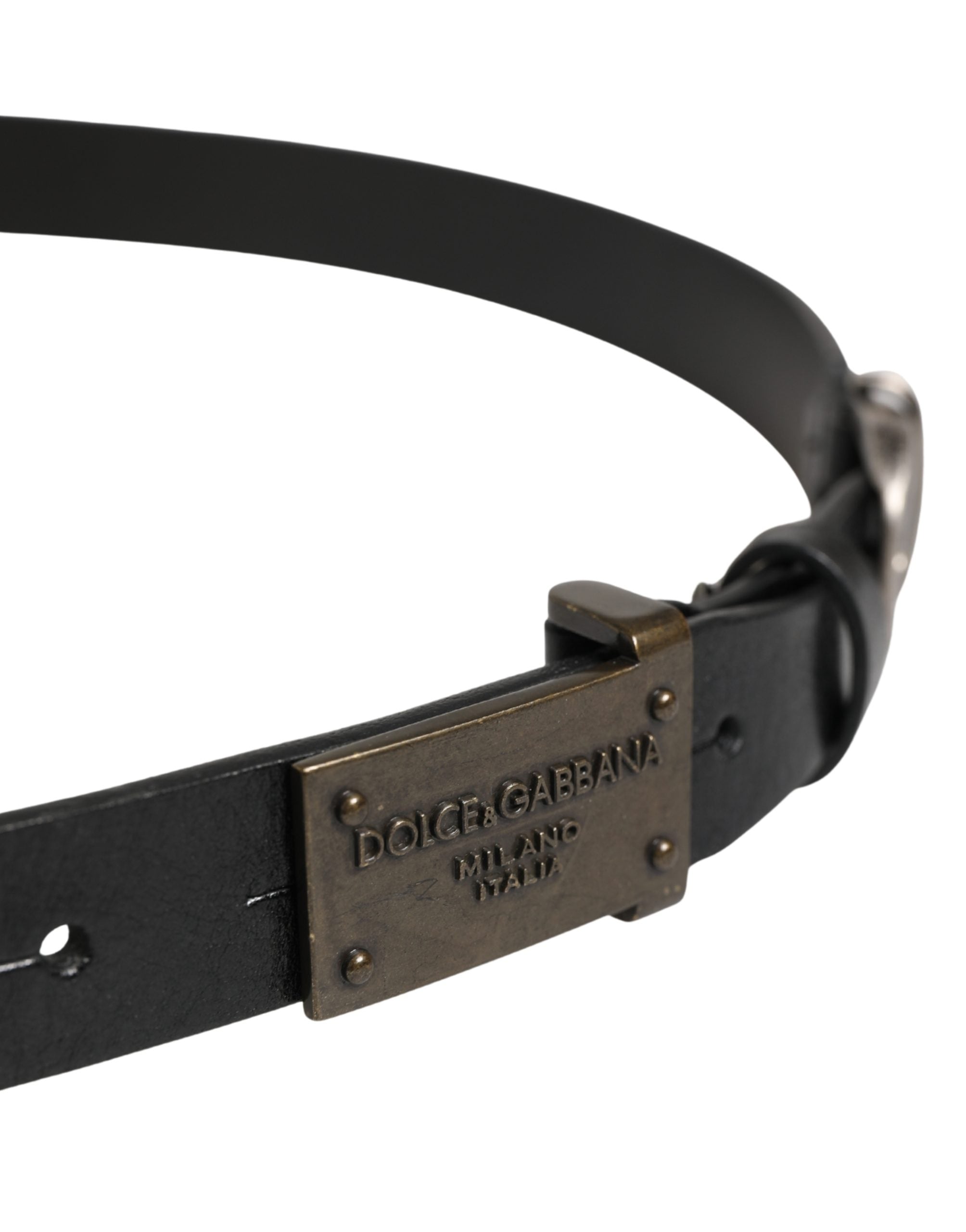 Men Black Classic Leather Logo Buckle Belt - ventzia