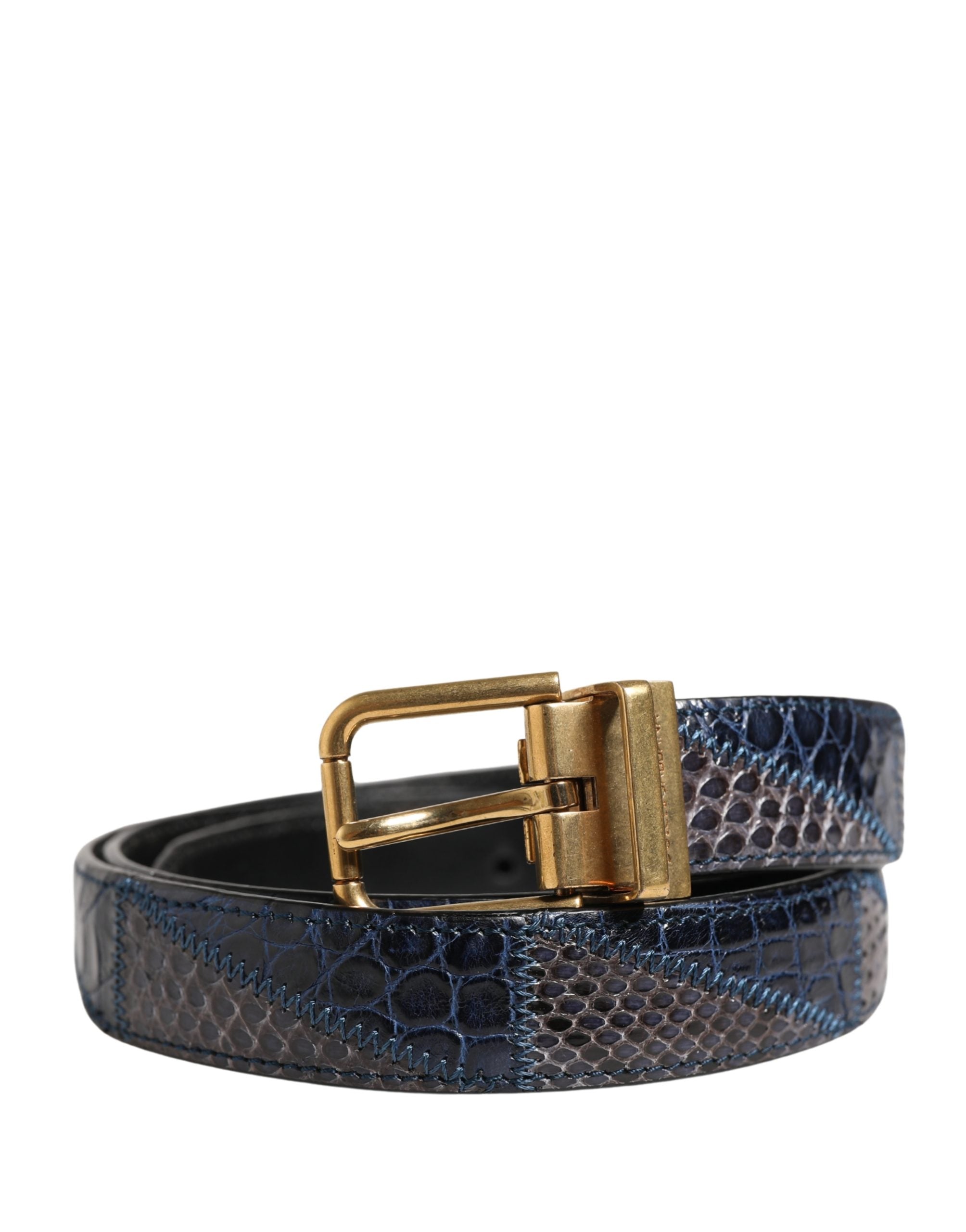 Men Multicolor Leather Metal Buckle Belt - ventzia