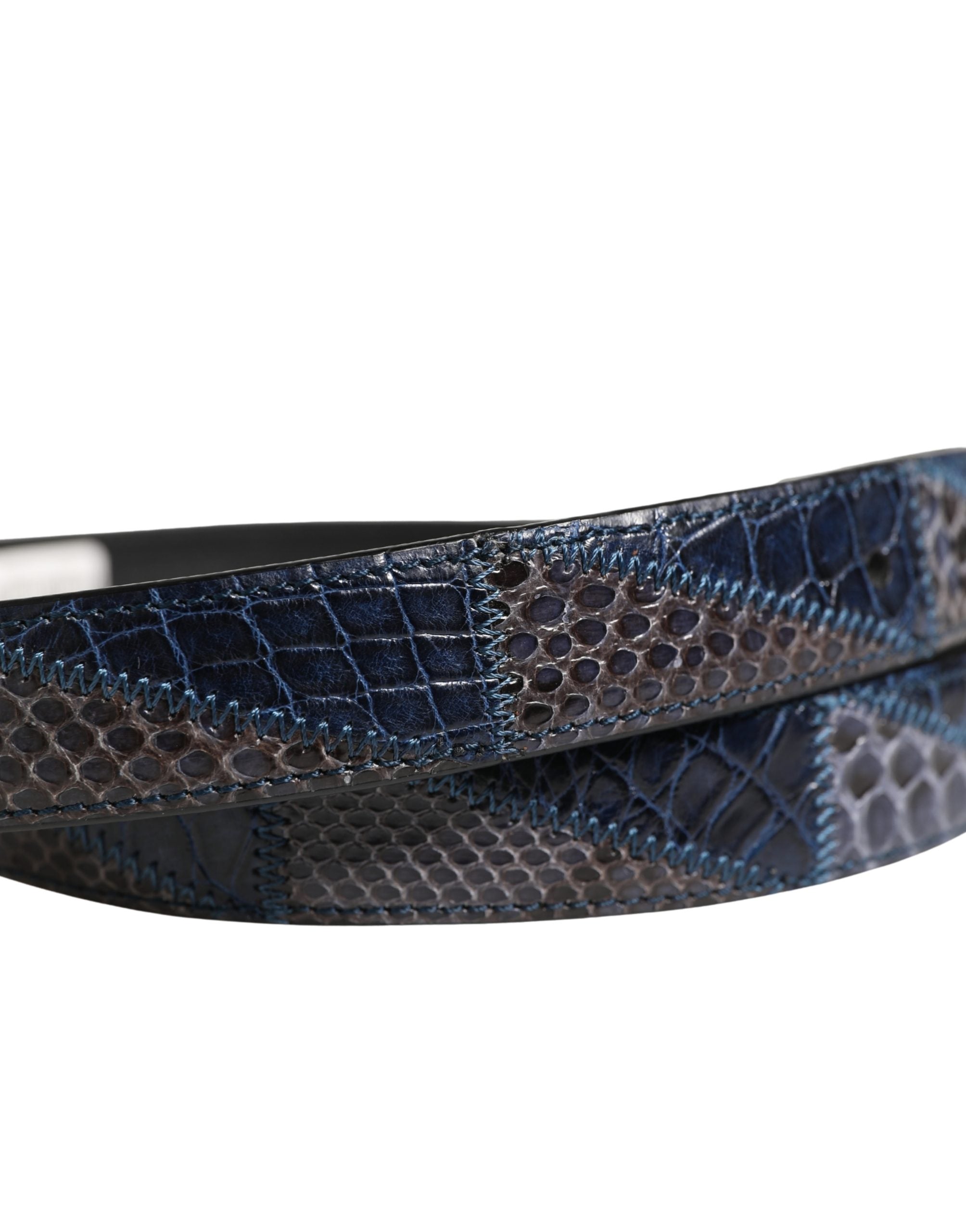 Men Multicolor Leather Metal Buckle Belt - ventzia