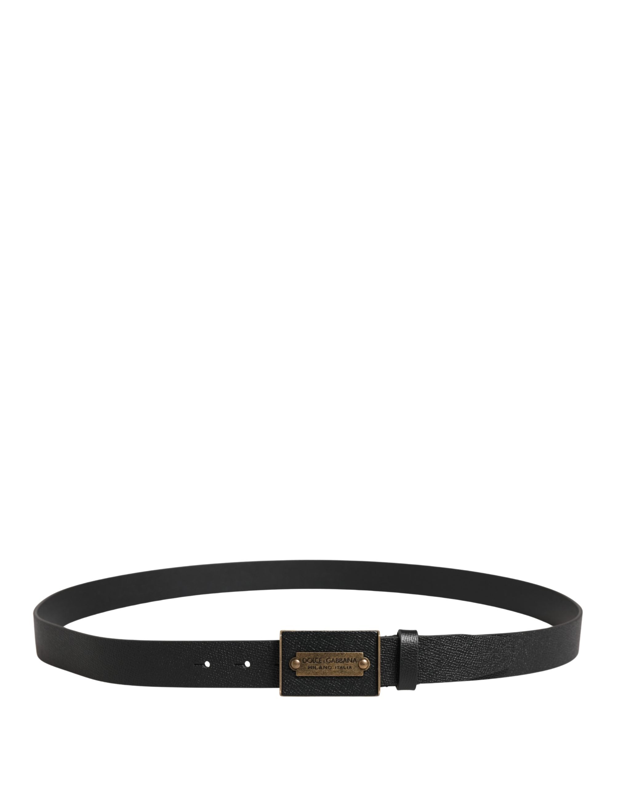 Men Black Calf Leather Metal Buckle Belt - ventzia