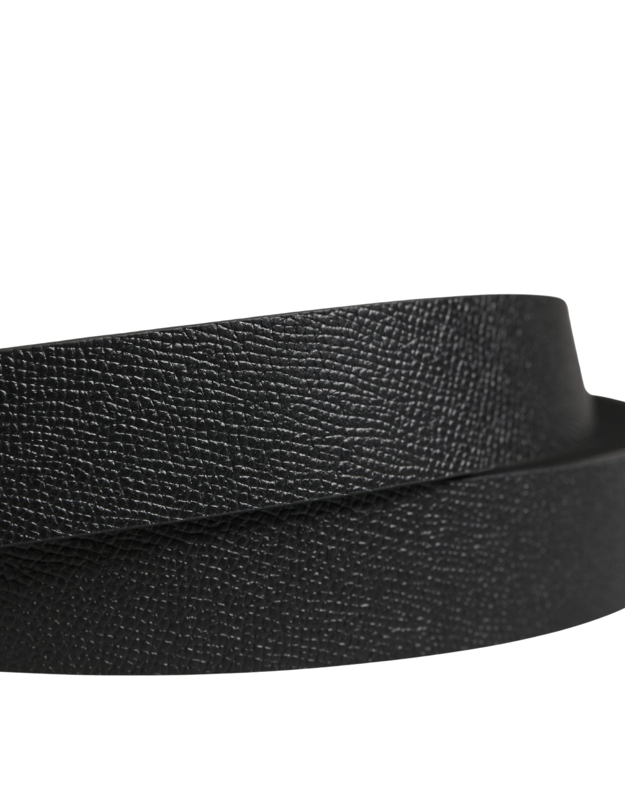 Men Black Calf Leather Metal Buckle Belt - ventzia