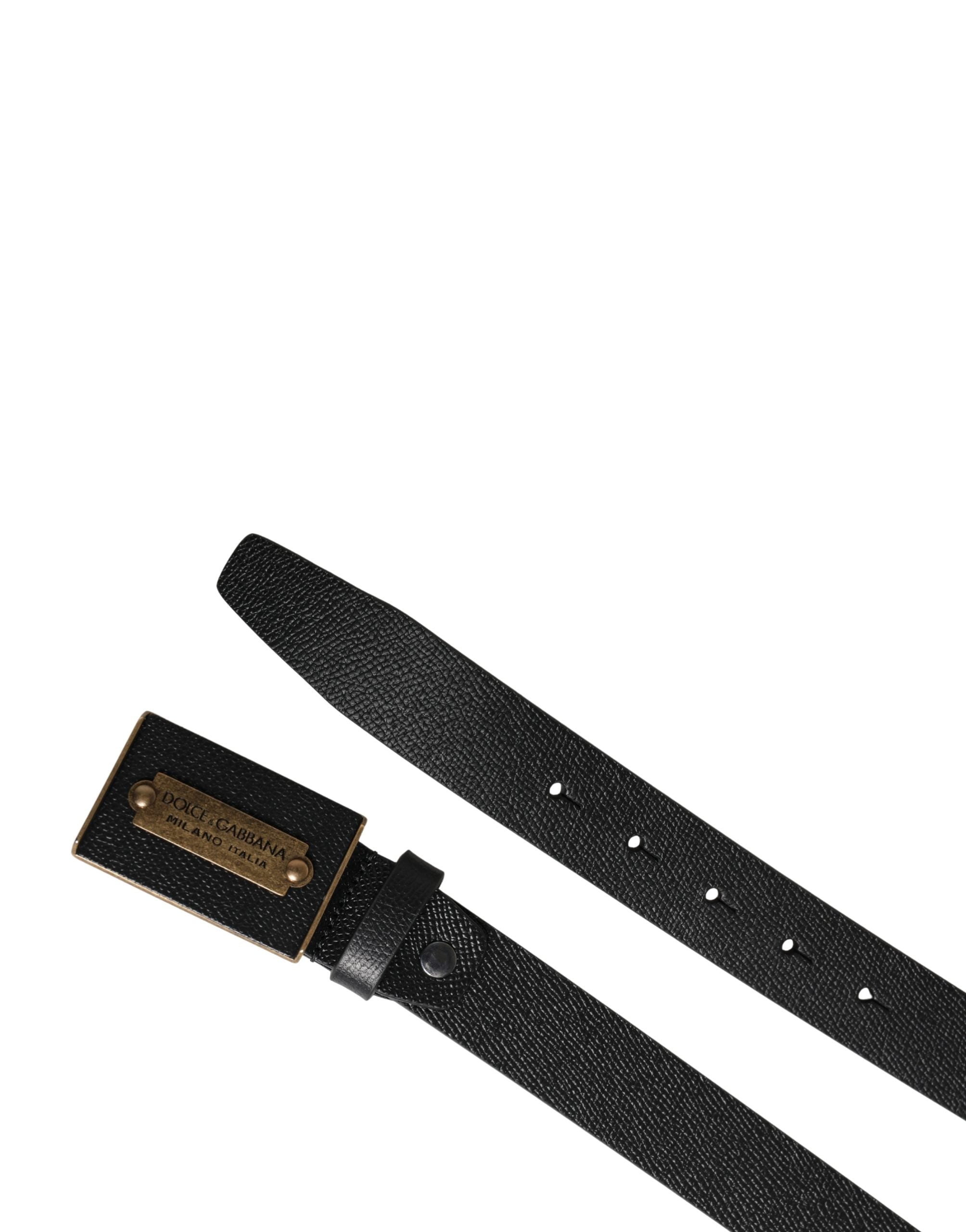 Men Black Calf Leather Metal Buckle Belt - ventzia