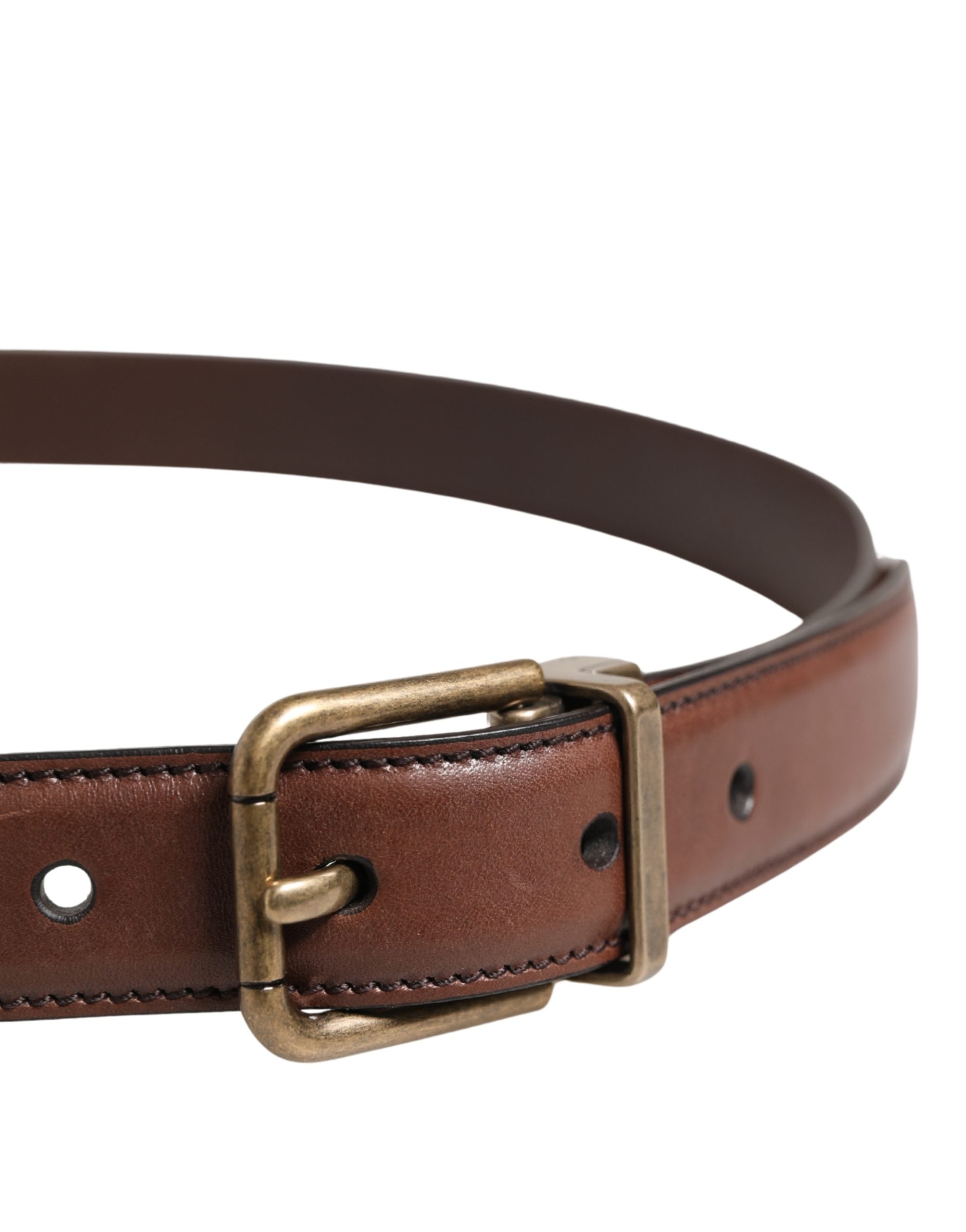 Men Brown Classic Leather Metal Buckle Belt - ventzia
