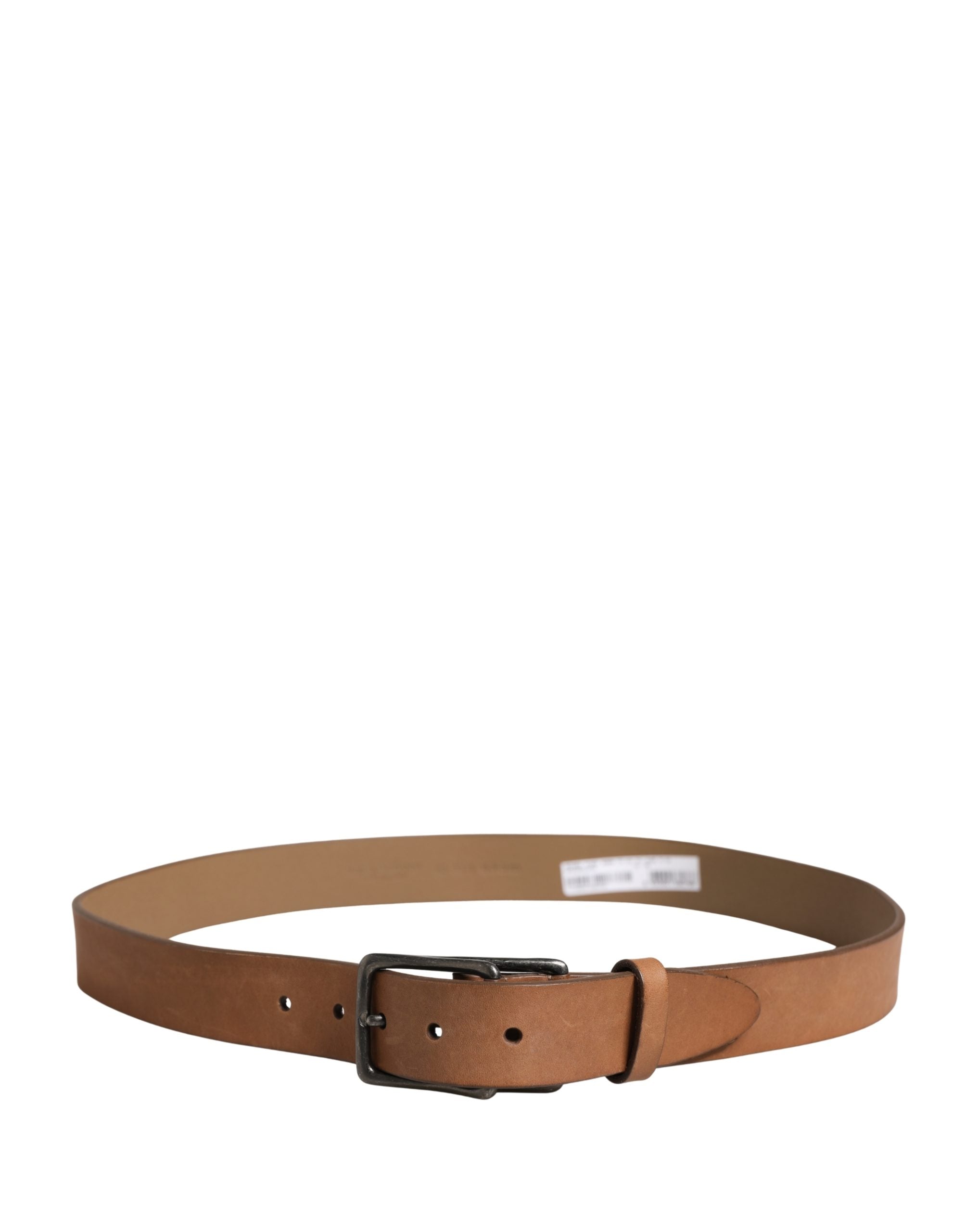 Men Brown Leather Classic Metal Buckle Belt - ventzia