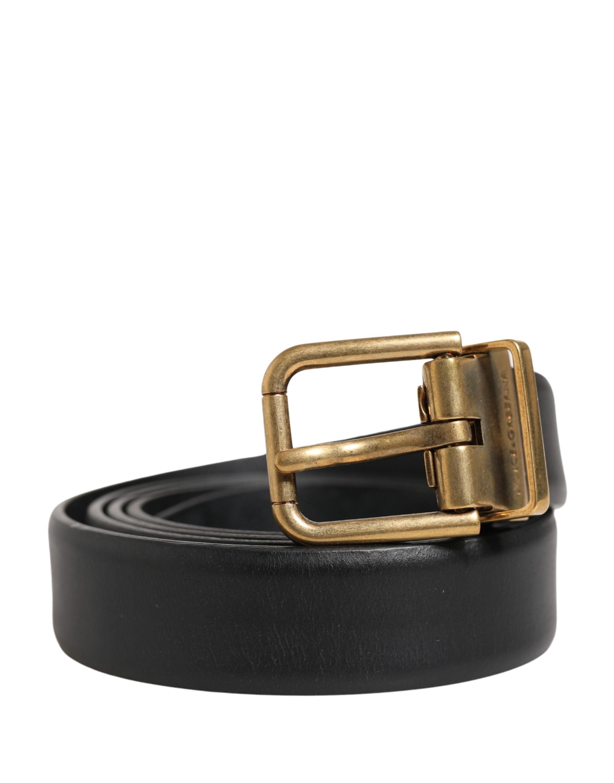 Men Black Classic Leather Metal Buckle Belt - ventzia