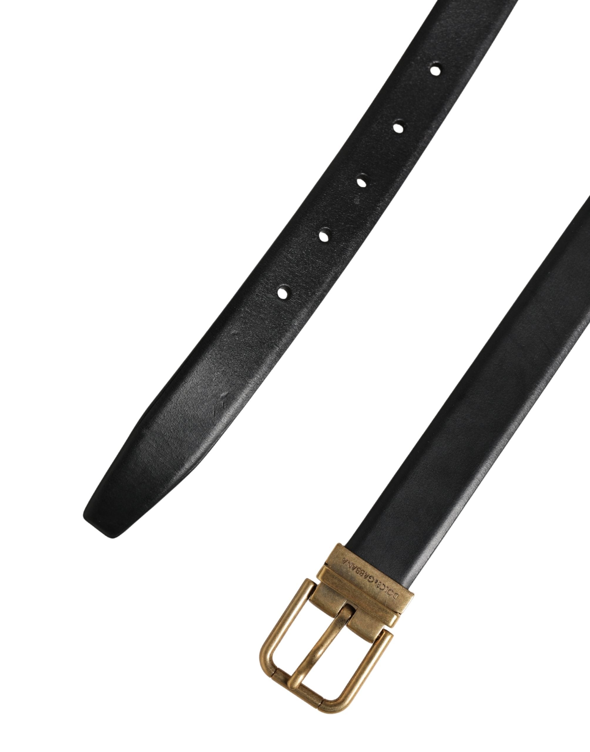 Men Black Classic Leather Metal Buckle Belt - ventzia