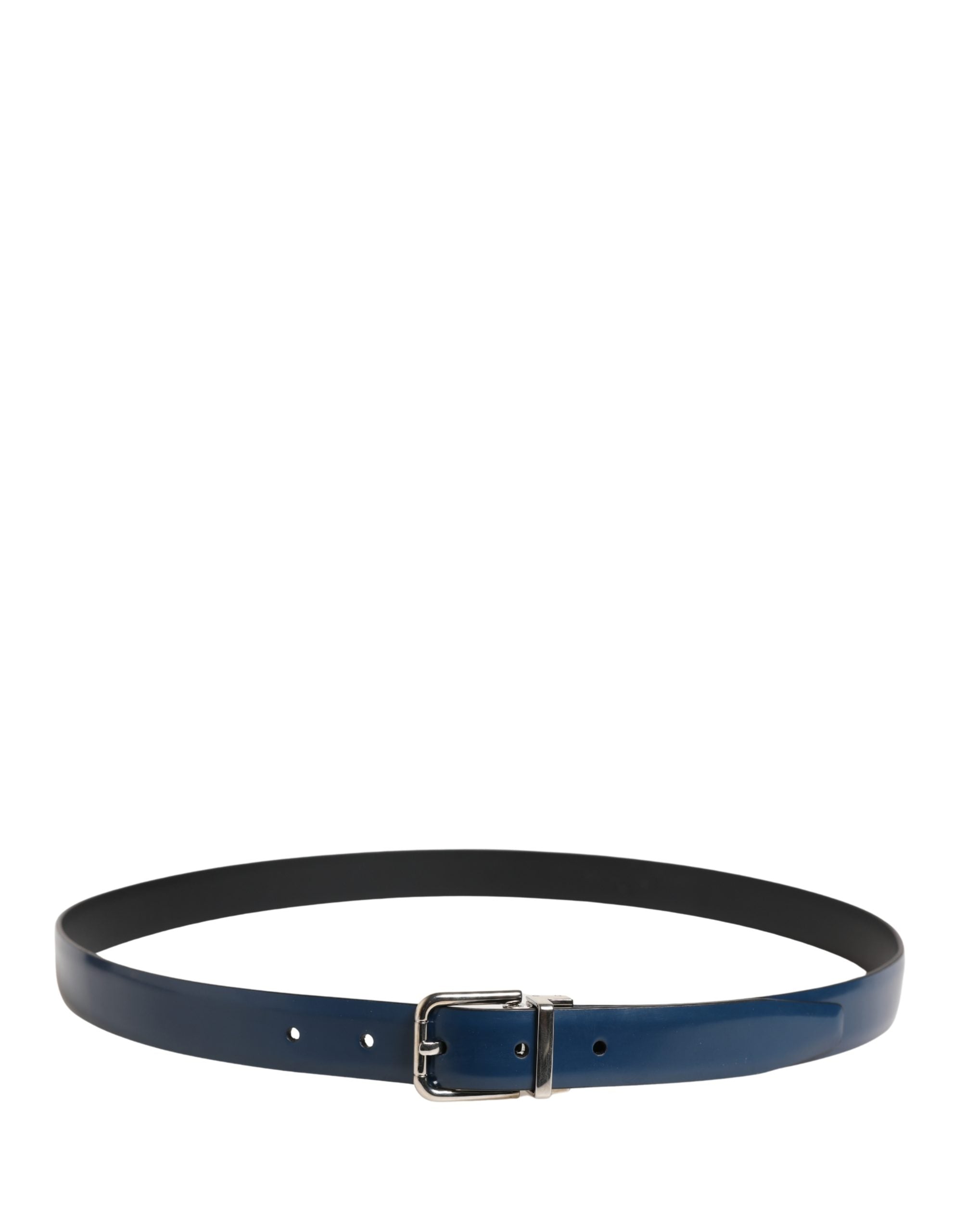 Men Blue Classic Leather Metal Buckle Belt - ventzia