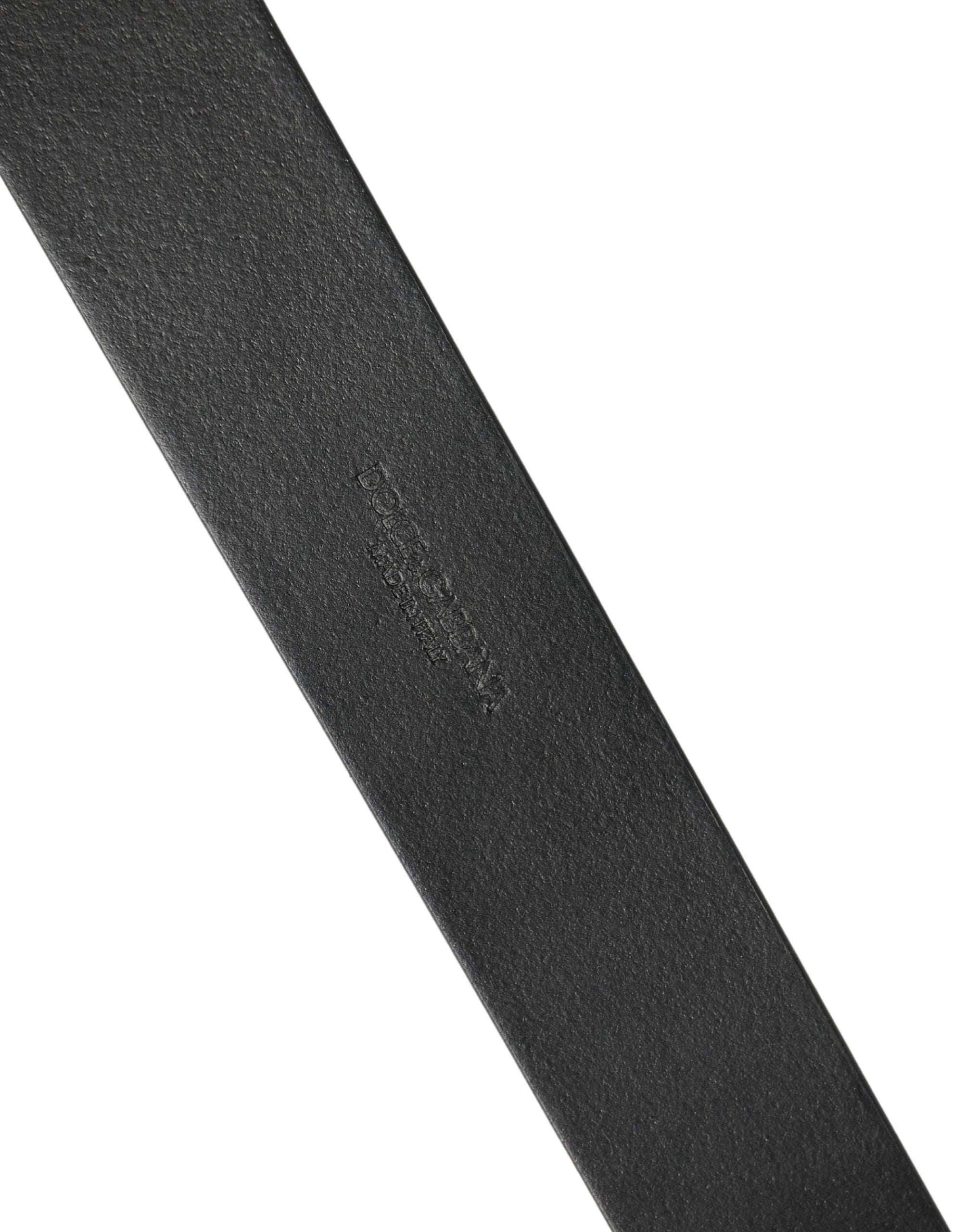 Men Black Leather DG Logo Metal Buckle Belt - ventzia