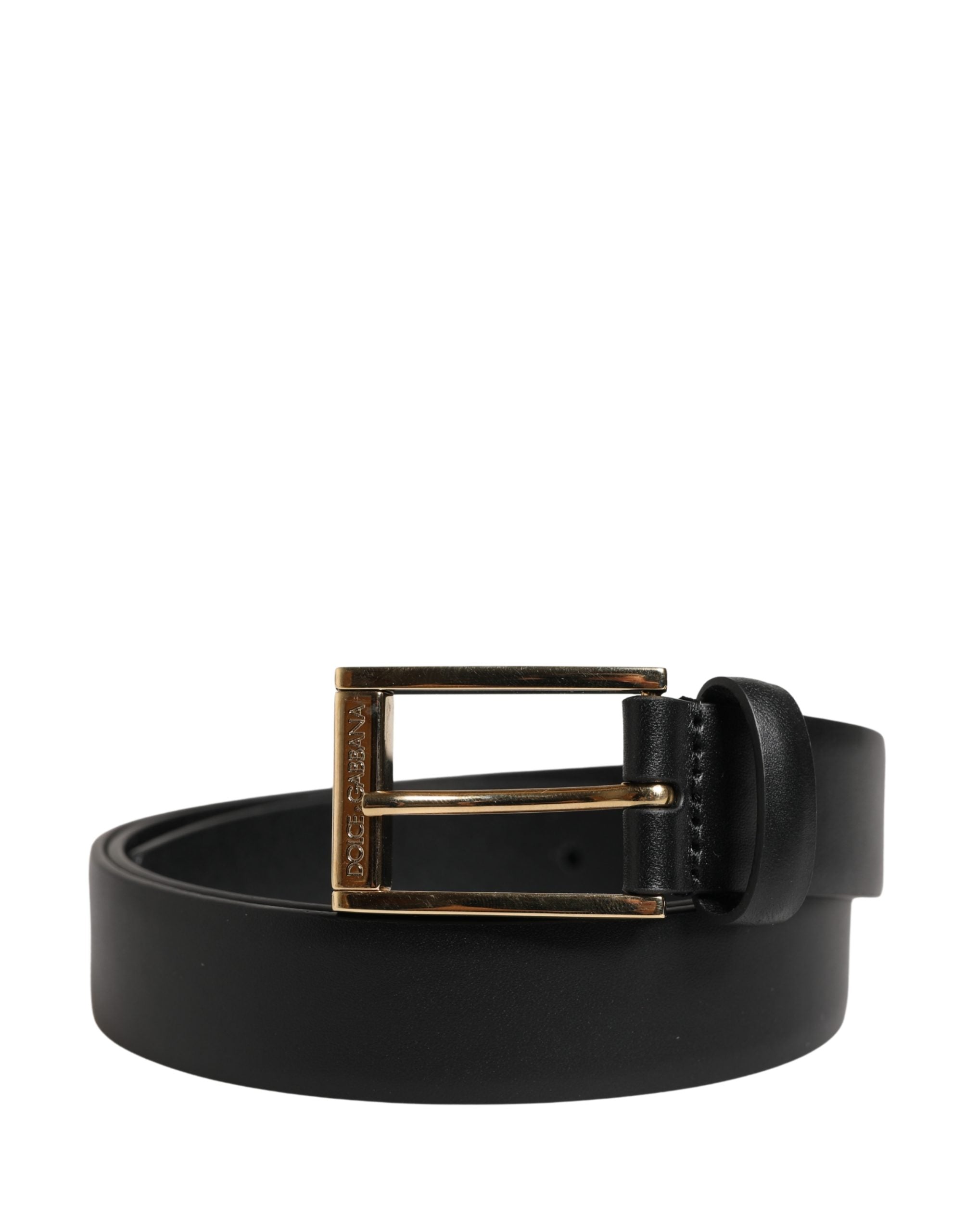 Men Black Classic Leather Metal Buckle Belt - ventzia