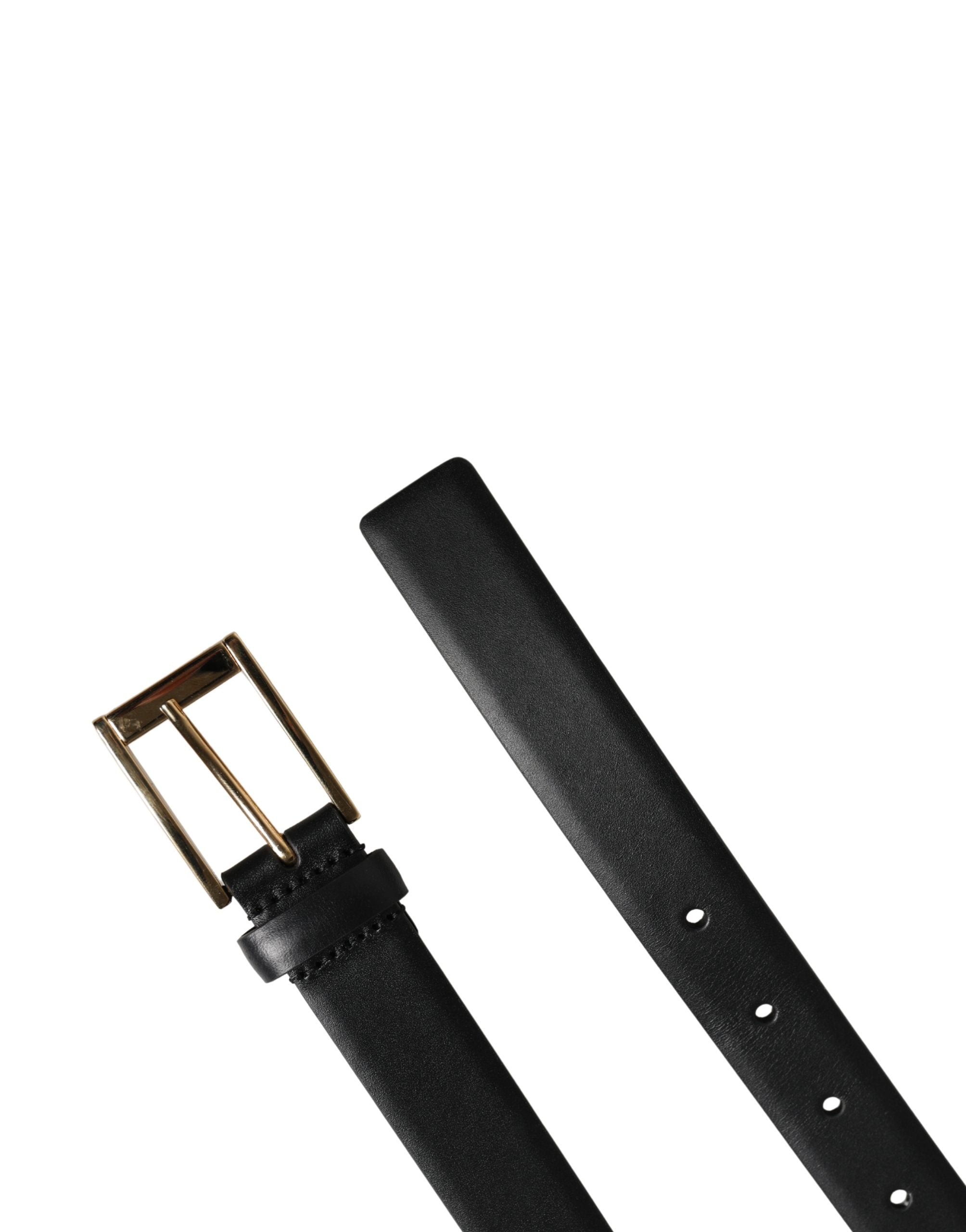 Men Black Classic Leather Metal Buckle Belt - ventzia