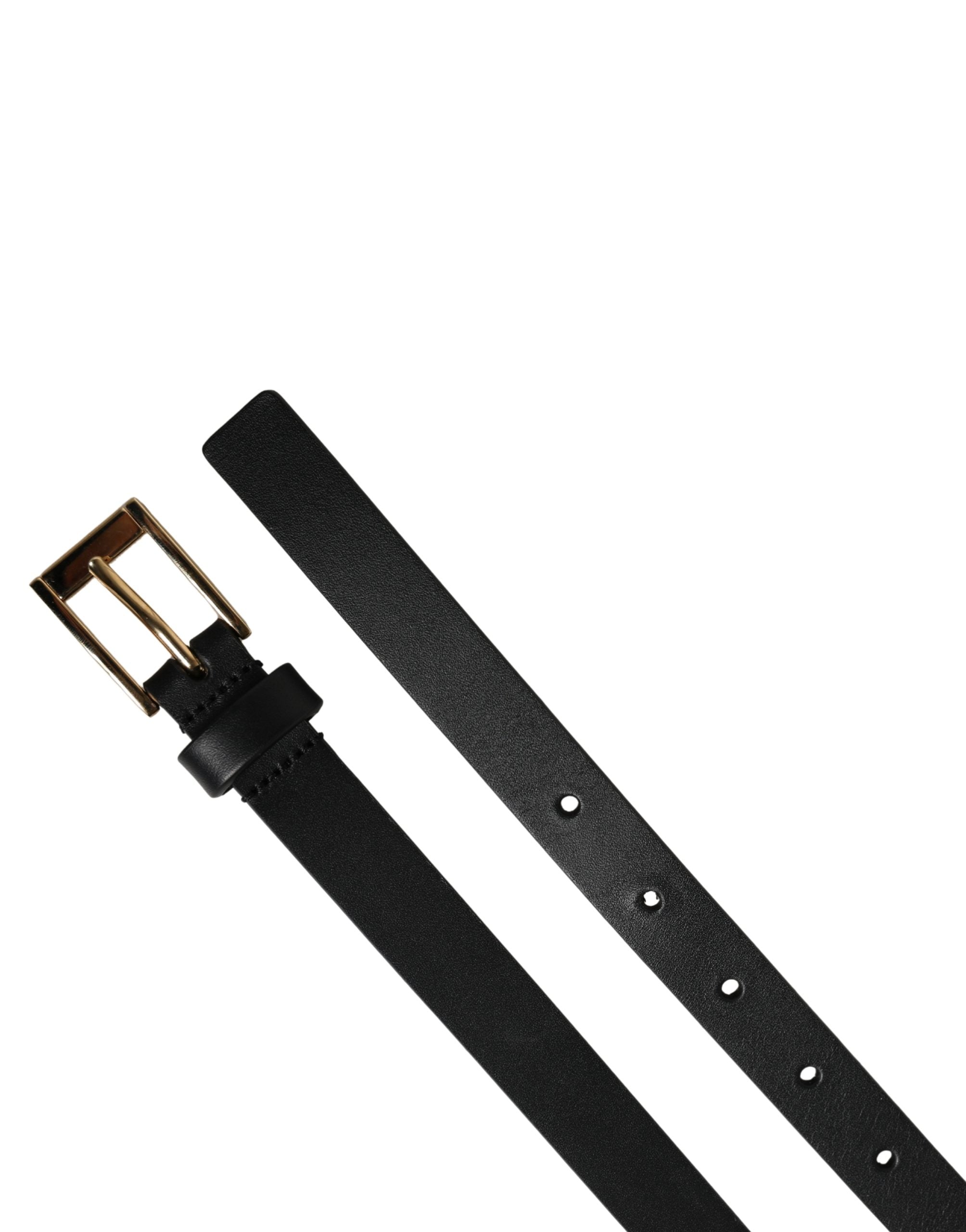Men Black Leather Classic Metal Buckle Belt - ventzia